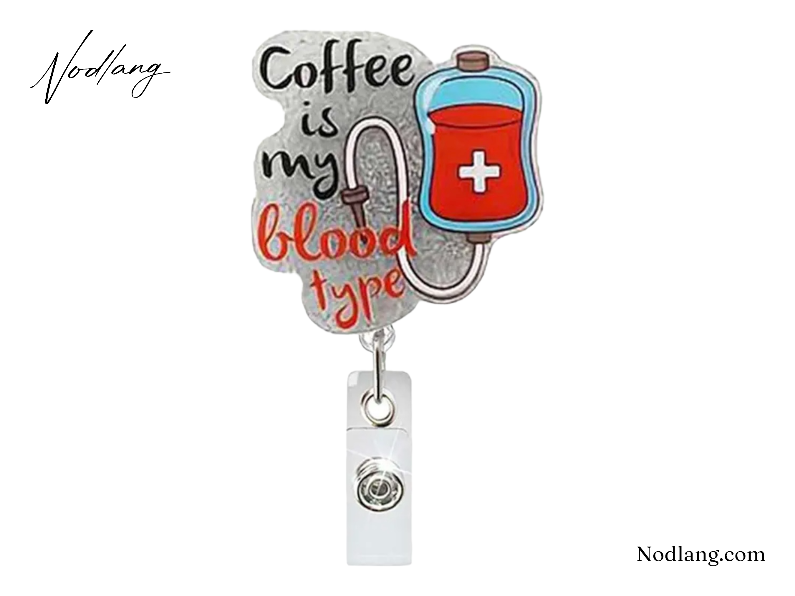 Coffee is My Blood Type Retractable Badge Reel – Sparkling & Functional ID Holder