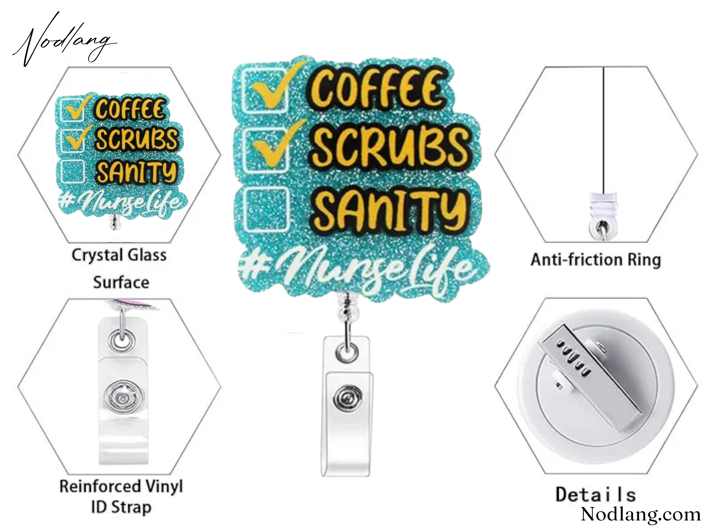 Coffee Scrubs Sanity Retractable Badge Reel – Sparkling & Functional ID Holder
