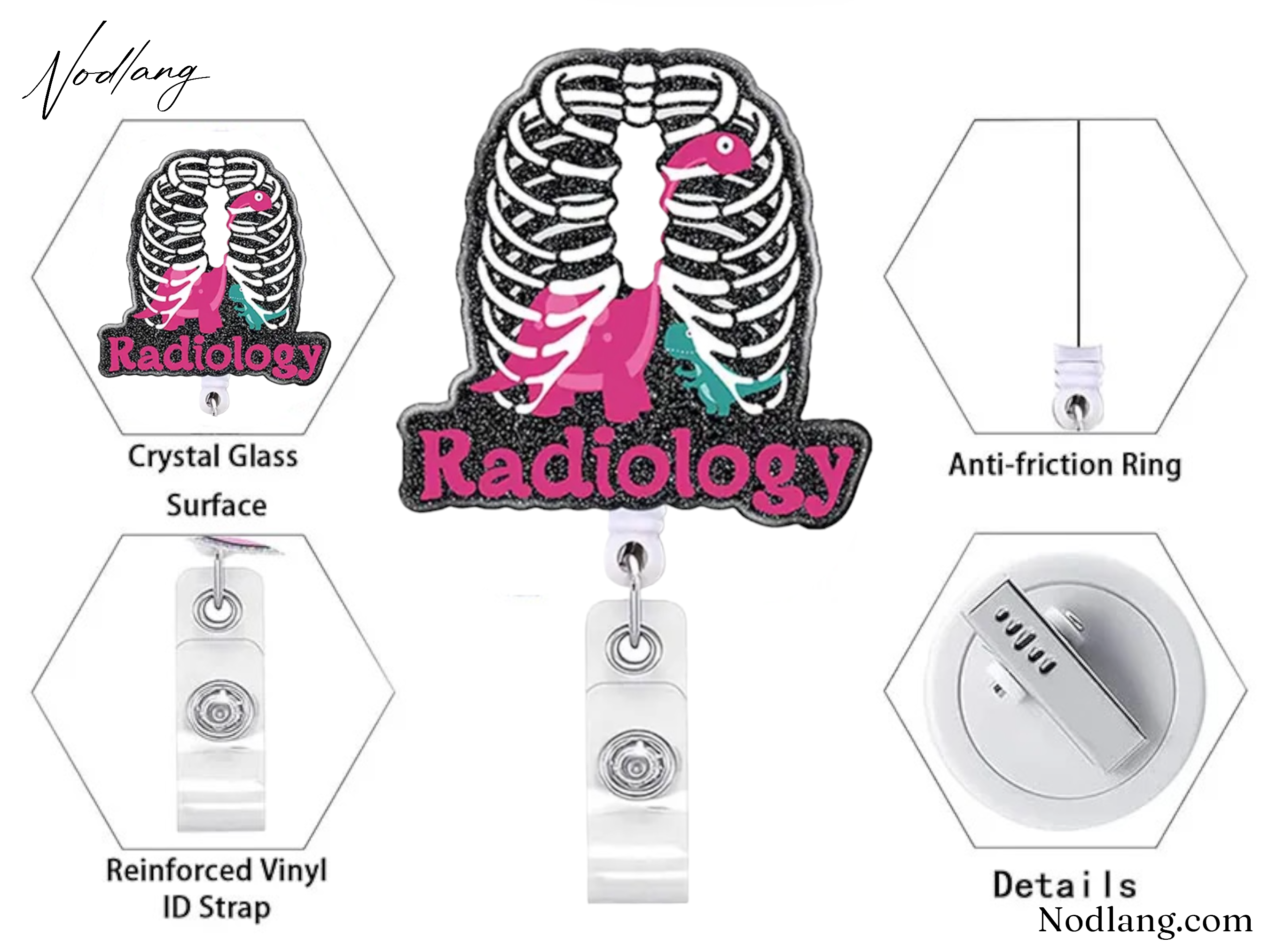 Radiology Dinosaur Retractable Badge Reel – Fun & Functional ID Holder for Radiologists