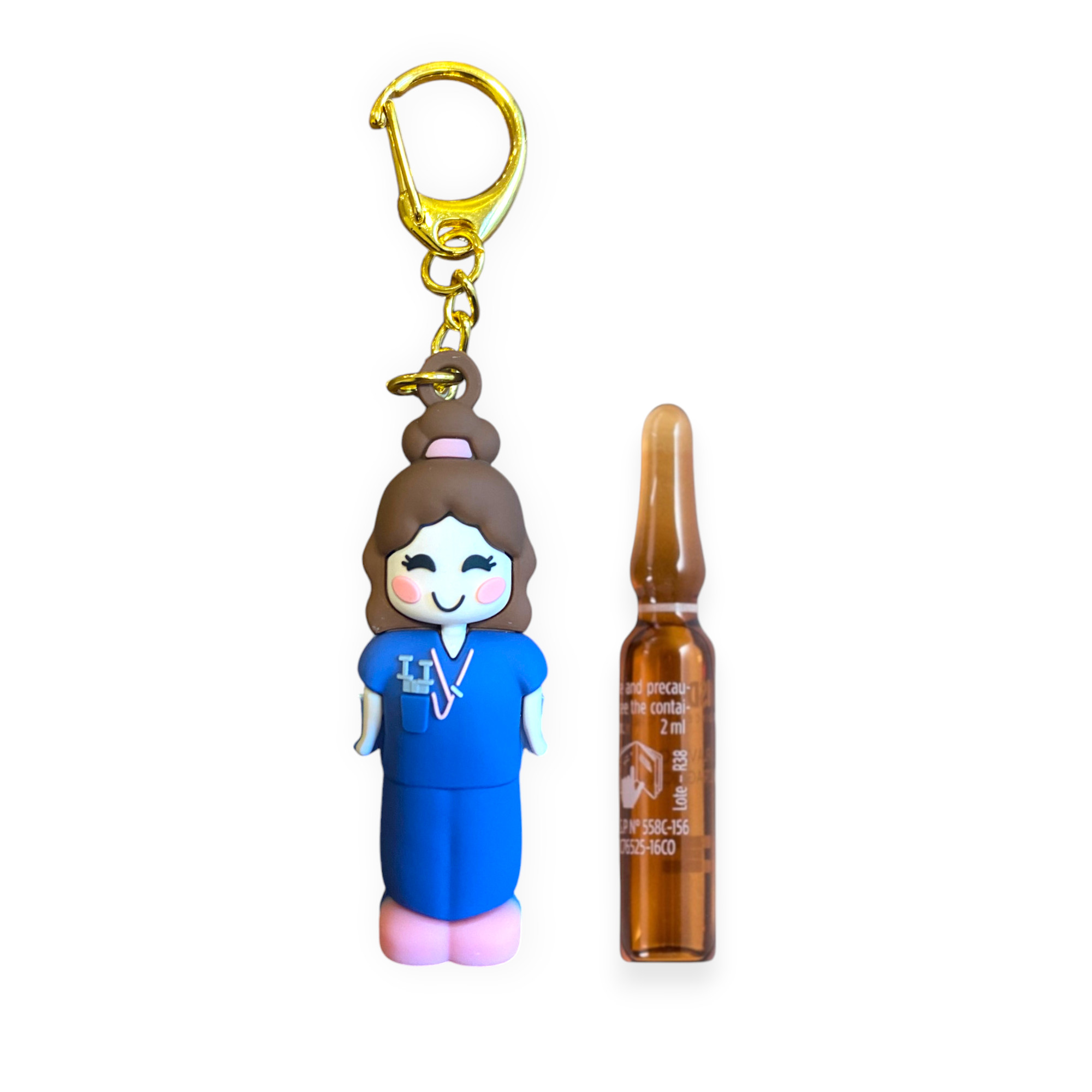 Blue Scrubs Female Ampoule Opener: Practical Nurse Keyring for Careful Professionals
