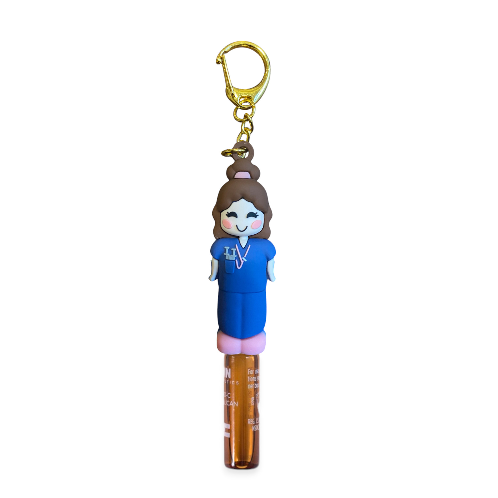 Blue Scrubs Female Ampoule Opener: Practical Nurse Keyring for Careful Professionals