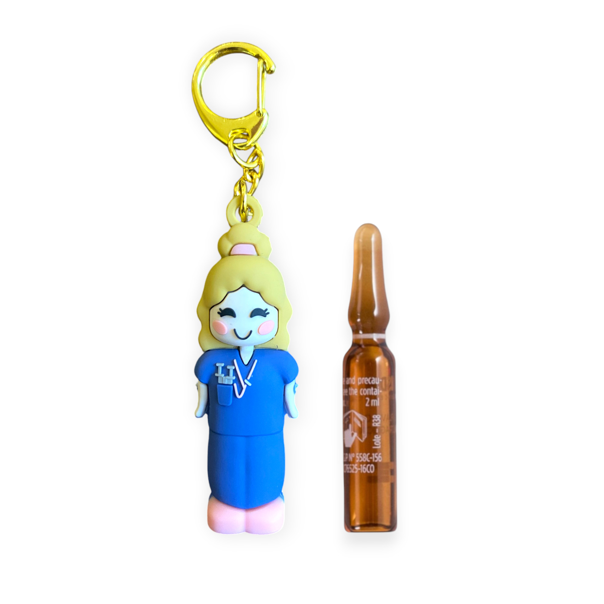 Blue Scrubs Female Ampoule Opener: Practical Nurse Keyring for Careful Professionals