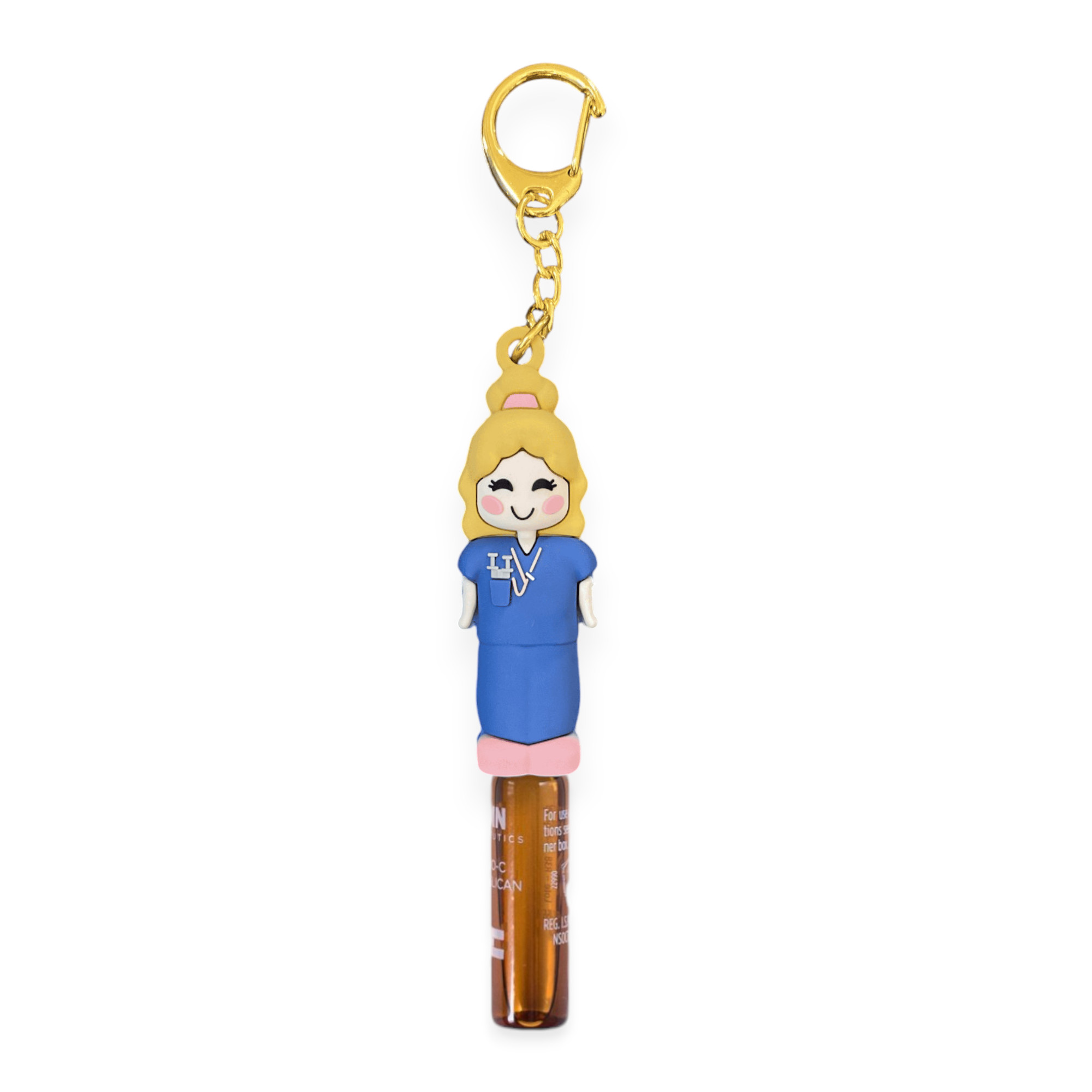 Blue Scrubs Female Ampoule Opener: Practical Nurse Keyring for Careful Professionals
