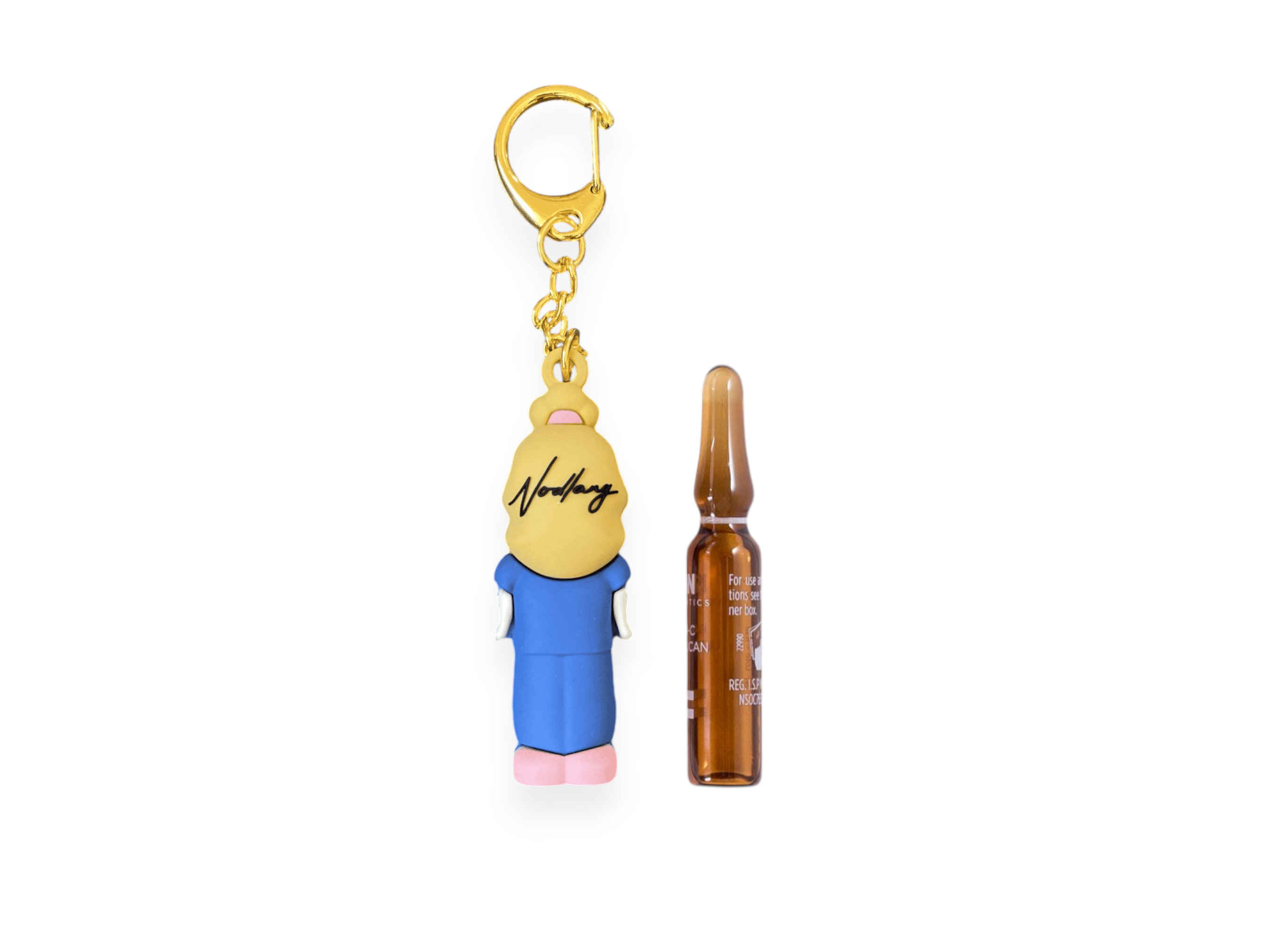 Blue Scrubs Female Ampoule Opener: Practical Nurse Keyring for Careful Professionals