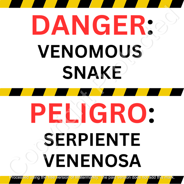 "Danger: Venomous Snakes" Bucket Label 
