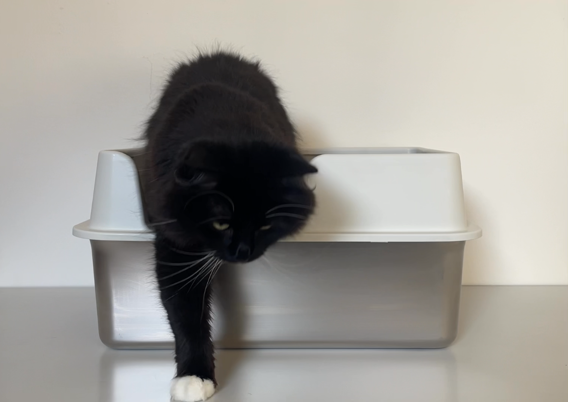 Semi-enclosed Stainless Steel Litter Box 