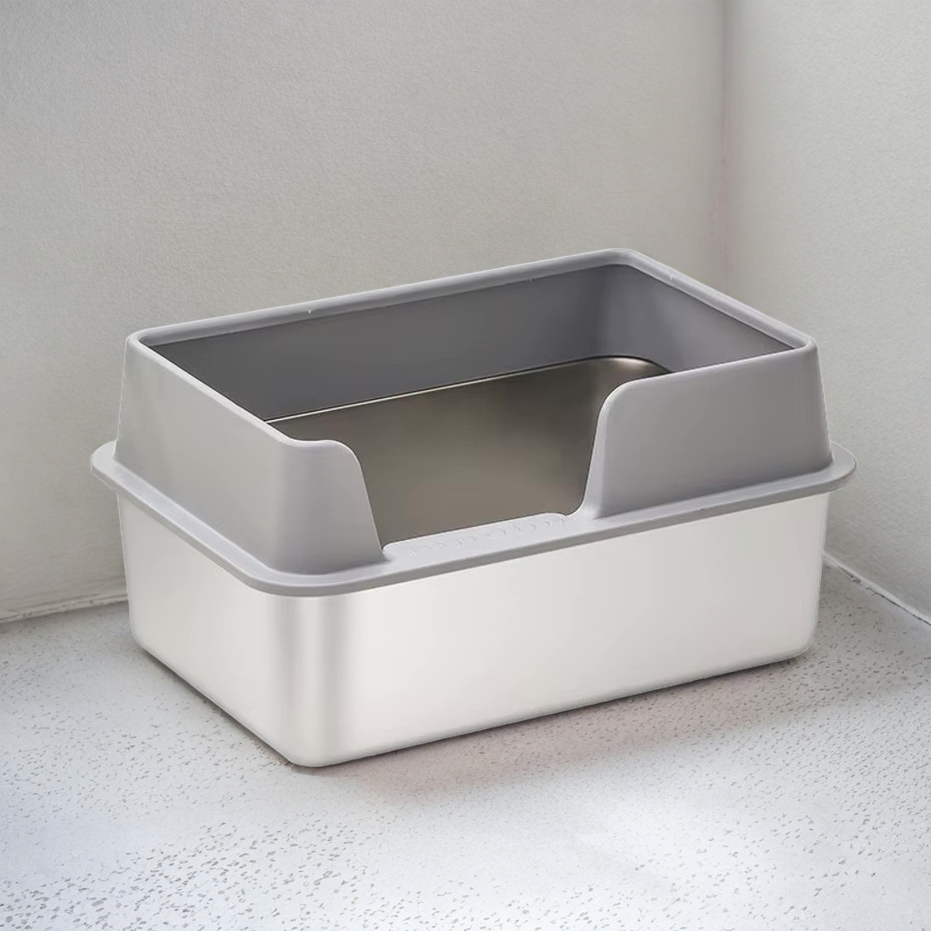 Semi-enclosed Stainless Steel Litter Box 