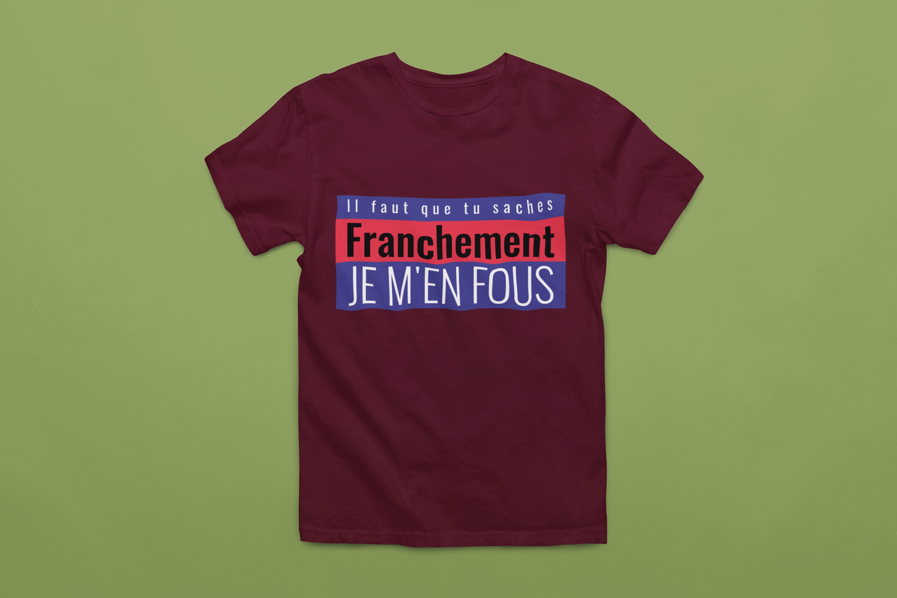Humorous T-Shirts | Light-Hearted Designs for Modern Life. 'I don't care' T-shirt (Je m'en fous). 