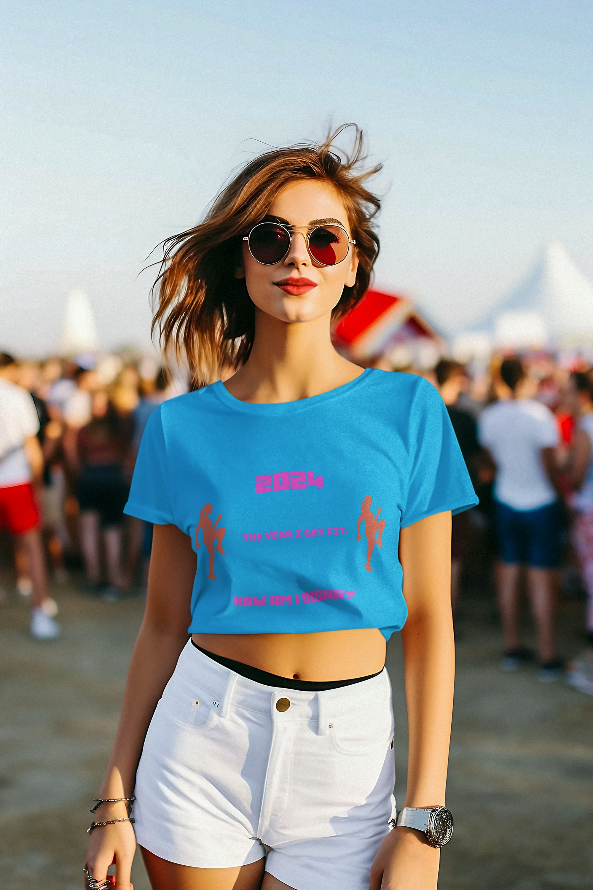 Tank Tops, T-Shirts, and Sweatshirts for Your Yoga Regime. 'Get Fit 2024' Crop top