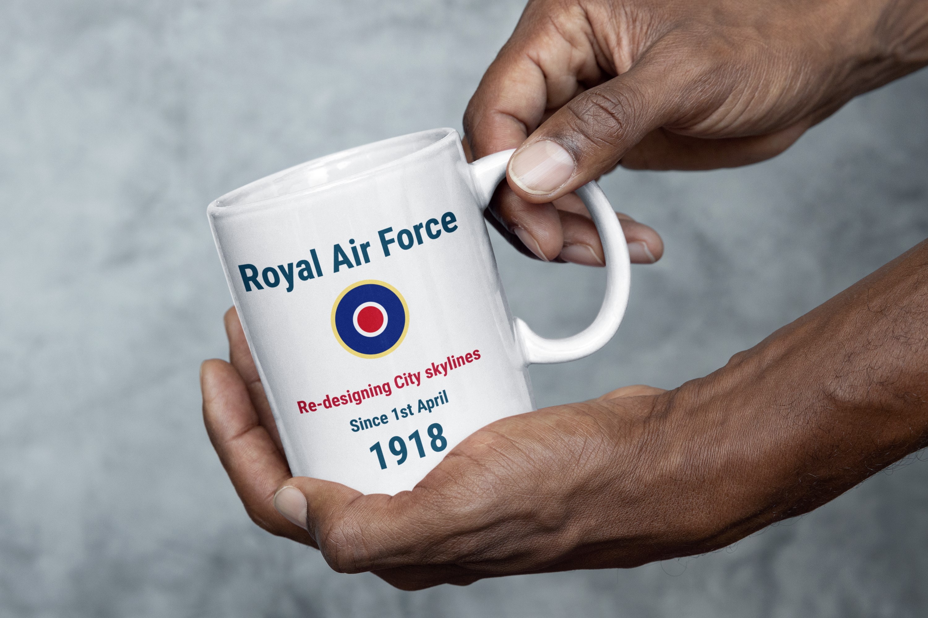Military Inspired T-Shirts and WW2 Memorial Apparel | Unique Designs. 'RAF' (Royal Air Force) Mug 11oz
