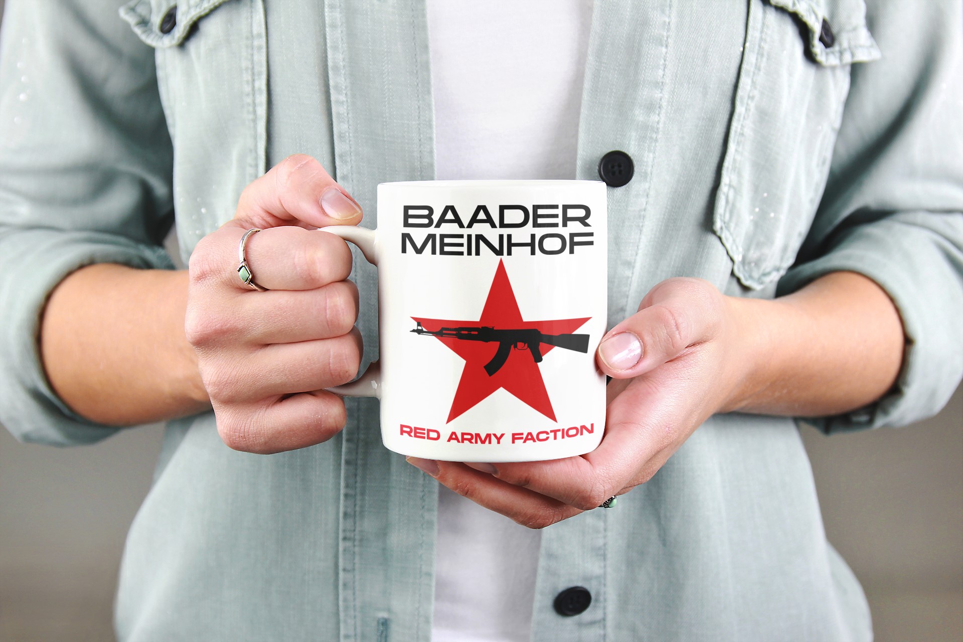 Political T-Shirts and Apparel - Baader Meinhof, ETA | Unique Designs. Baader Meinhof 11oz ceramic mug or Enamel mug