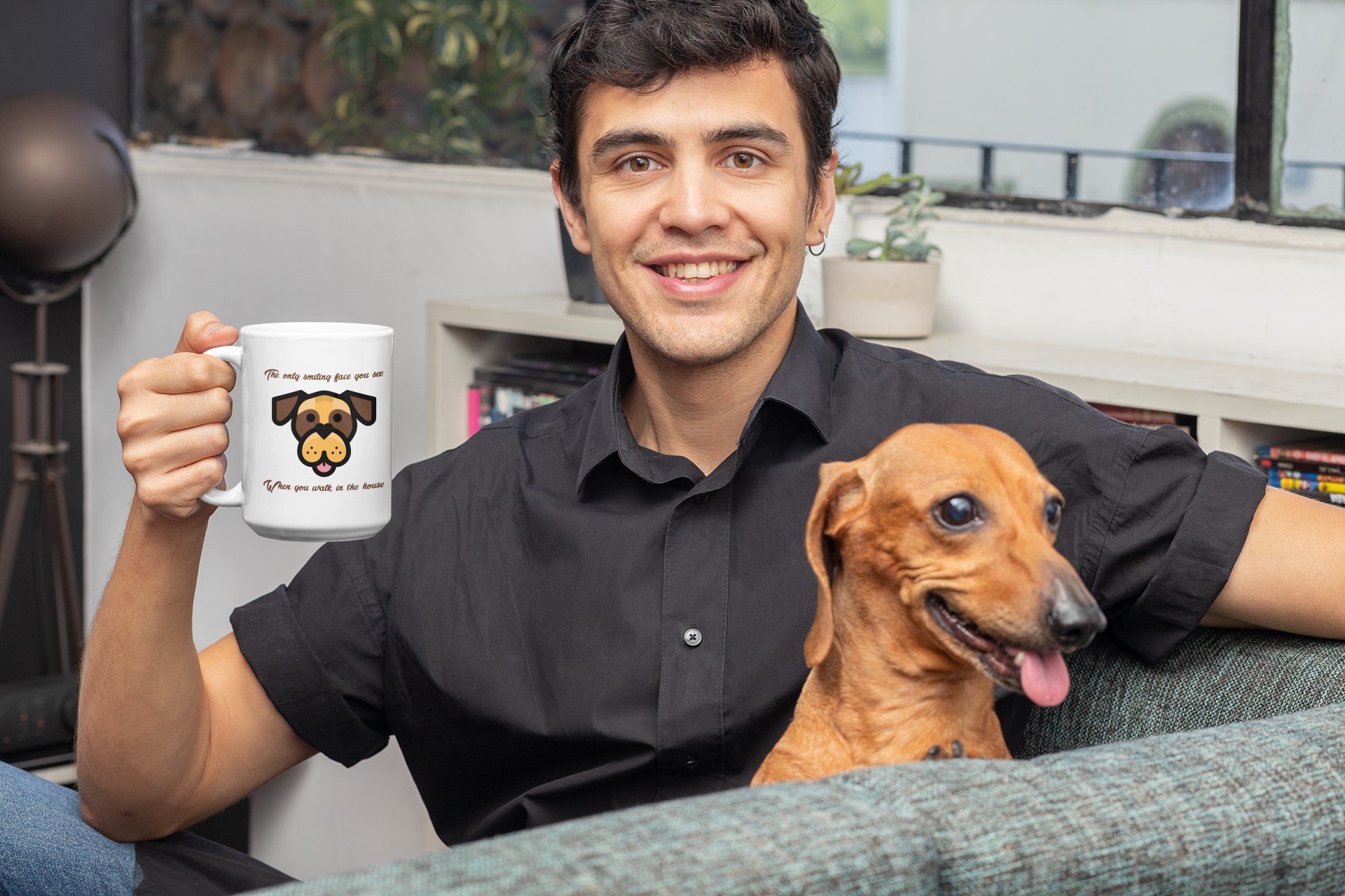 Unique and Original Mug Designs | Wide Variety of Subjects. 'Happy dog' mug