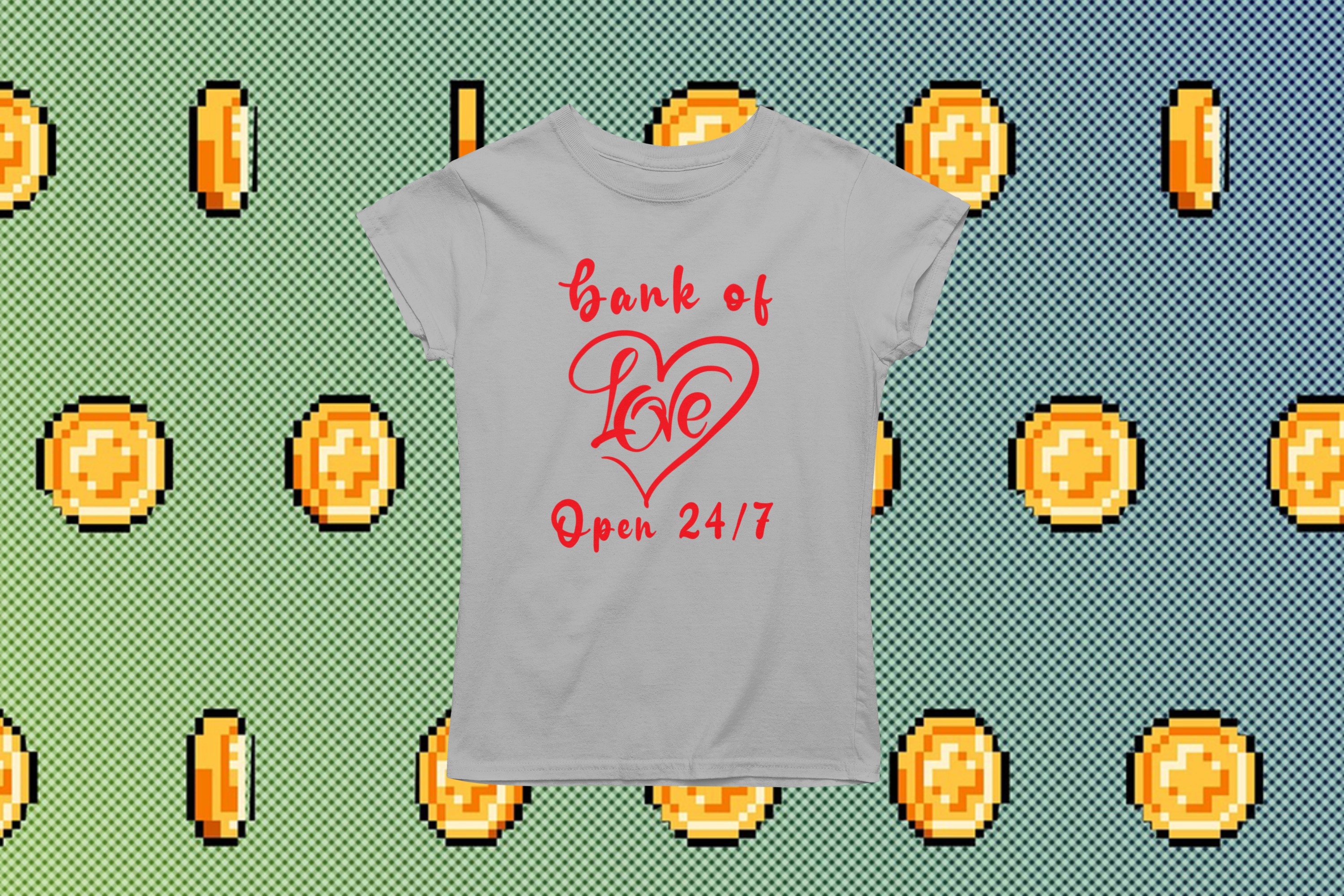 Unique T-shirts and Apparel for Lovers | Show Your Love with Our Original Designs. 'Bank of love' T-shirt 