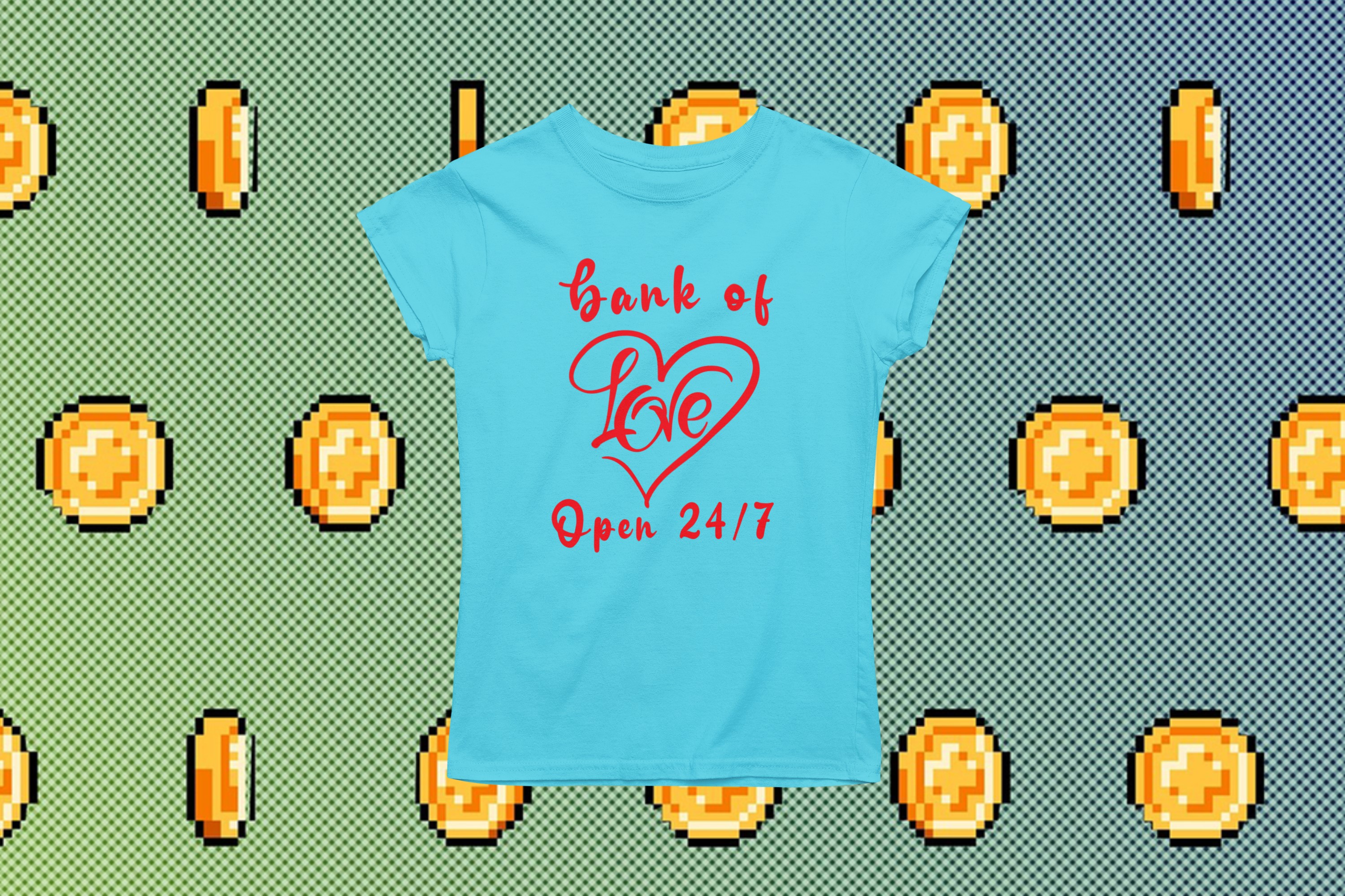 Unique T-shirts and Apparel for Lovers | Show Your Love with Our Original Designs. 'Bank of love' T-shirt 