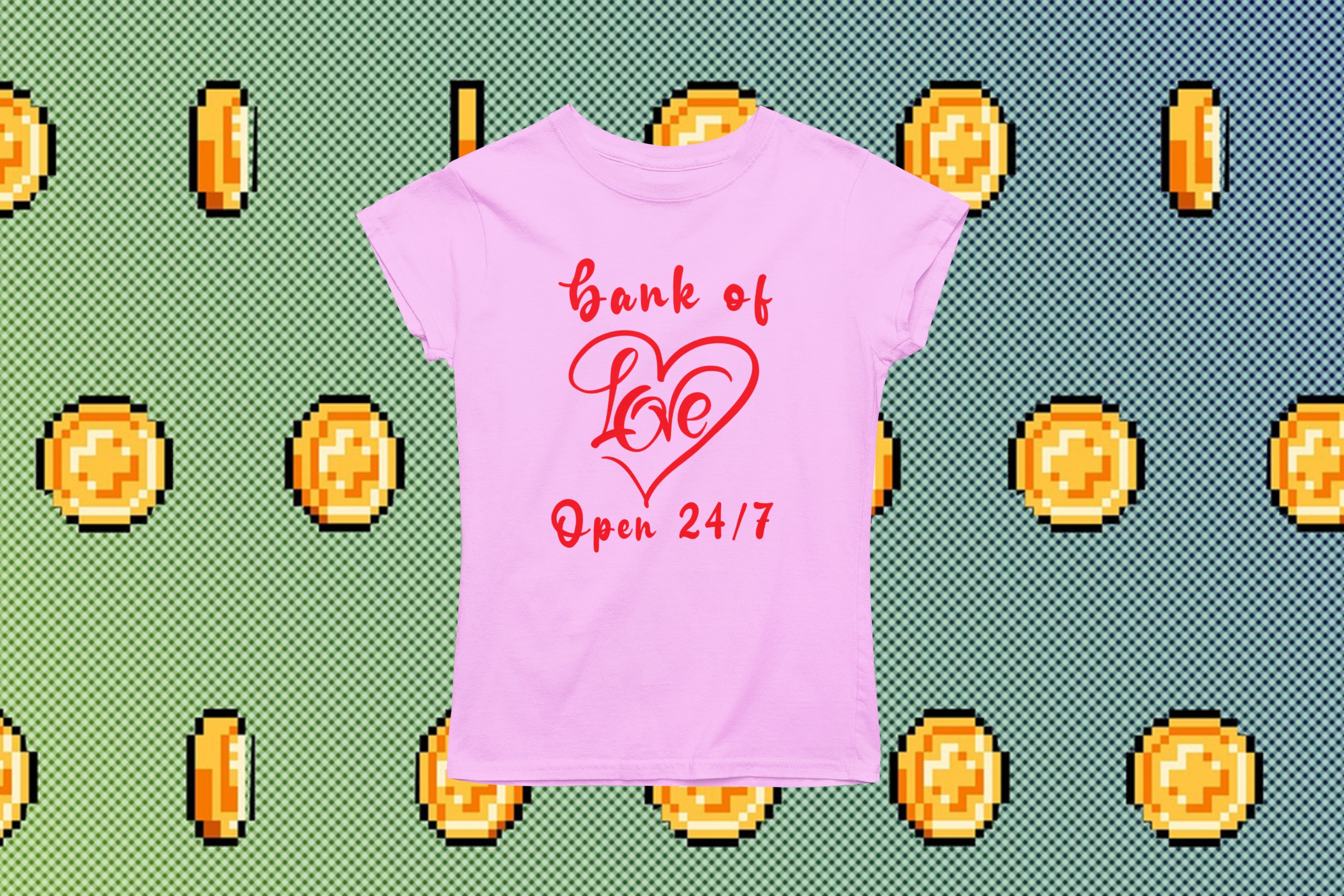 Unique T-shirts and Apparel for Lovers | Show Your Love with Our Original Designs. 'Bank of love' T-shirt 