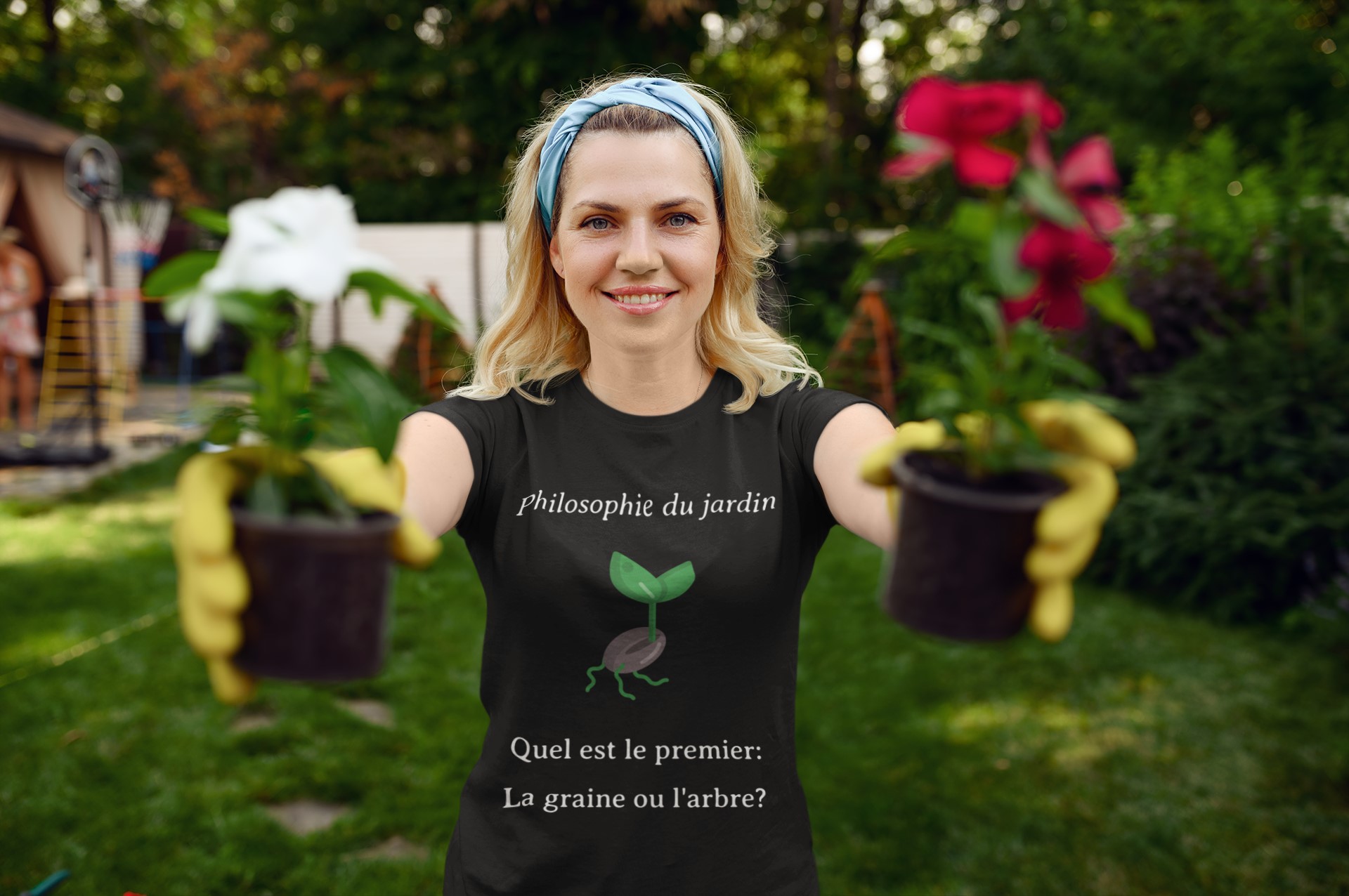 T-shirts and Apparel for Garden Lovers | Gardening Clothing. 'Philosophie du jardin' T-shirt