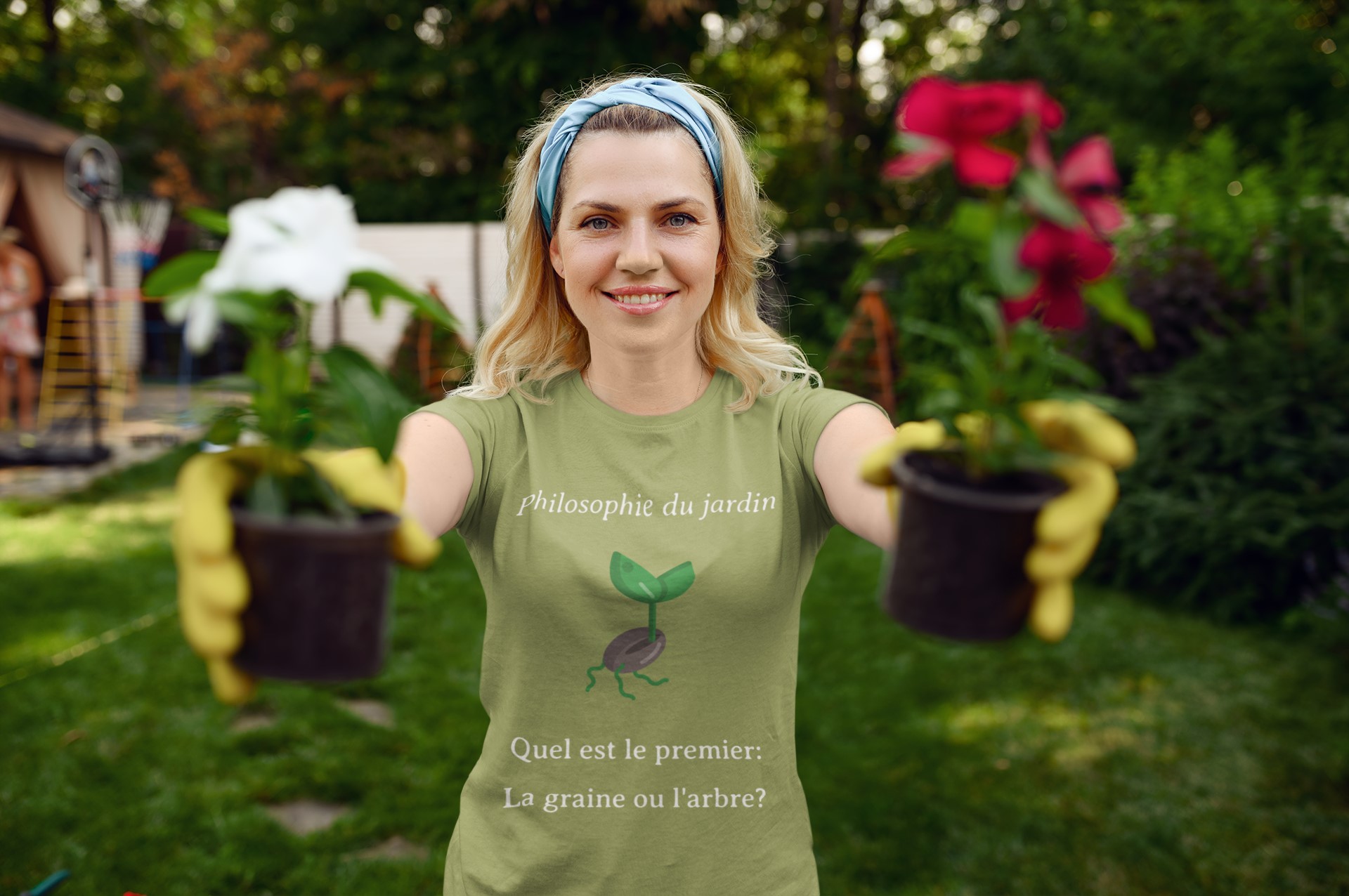 T-shirts and Apparel for Garden Lovers | Gardening Clothing. 'Philosophie du jardin' T-shirt
