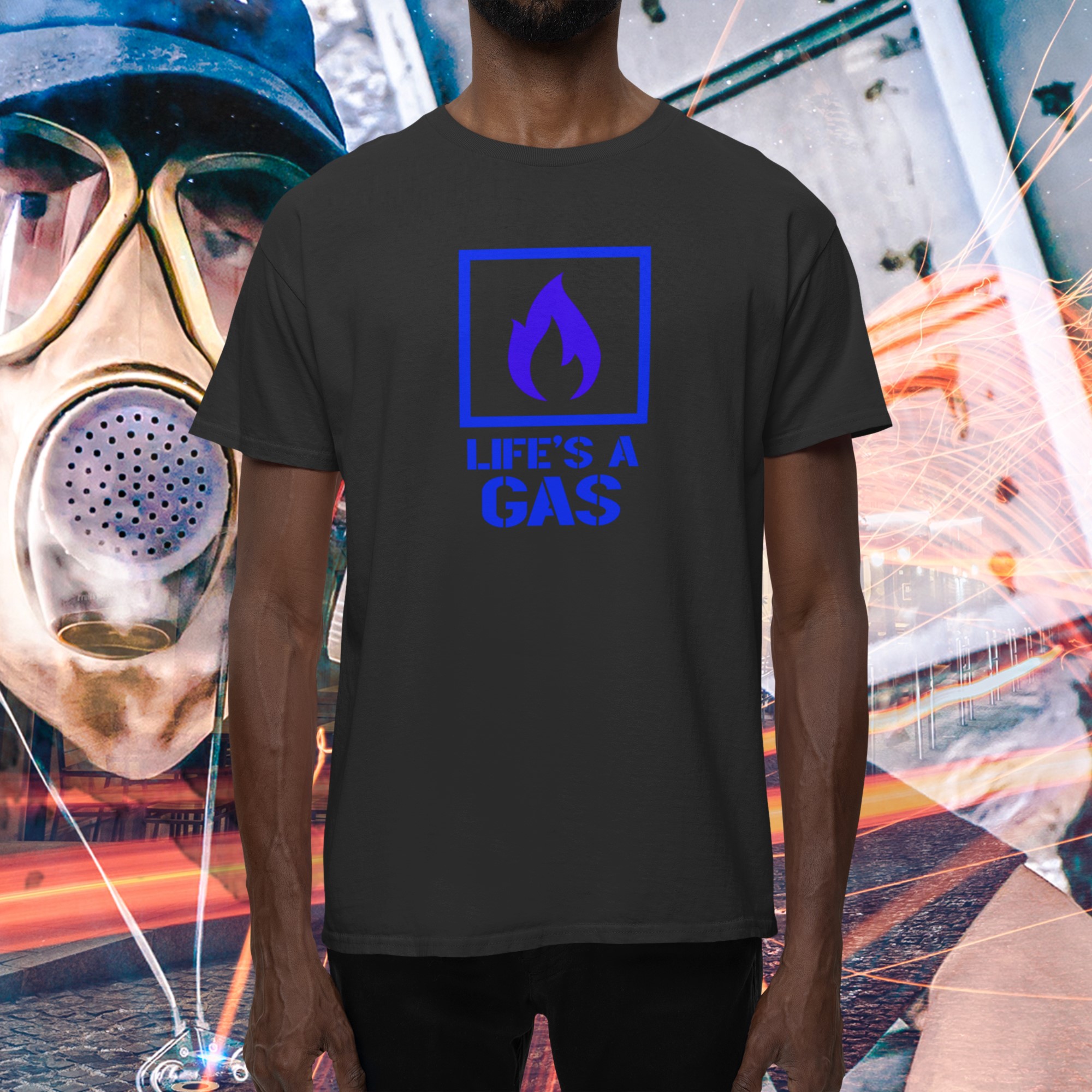 Humorous T-Shirts | Light-Hearted Designs for Modern Life. 'Lifes a gas' T-shirt