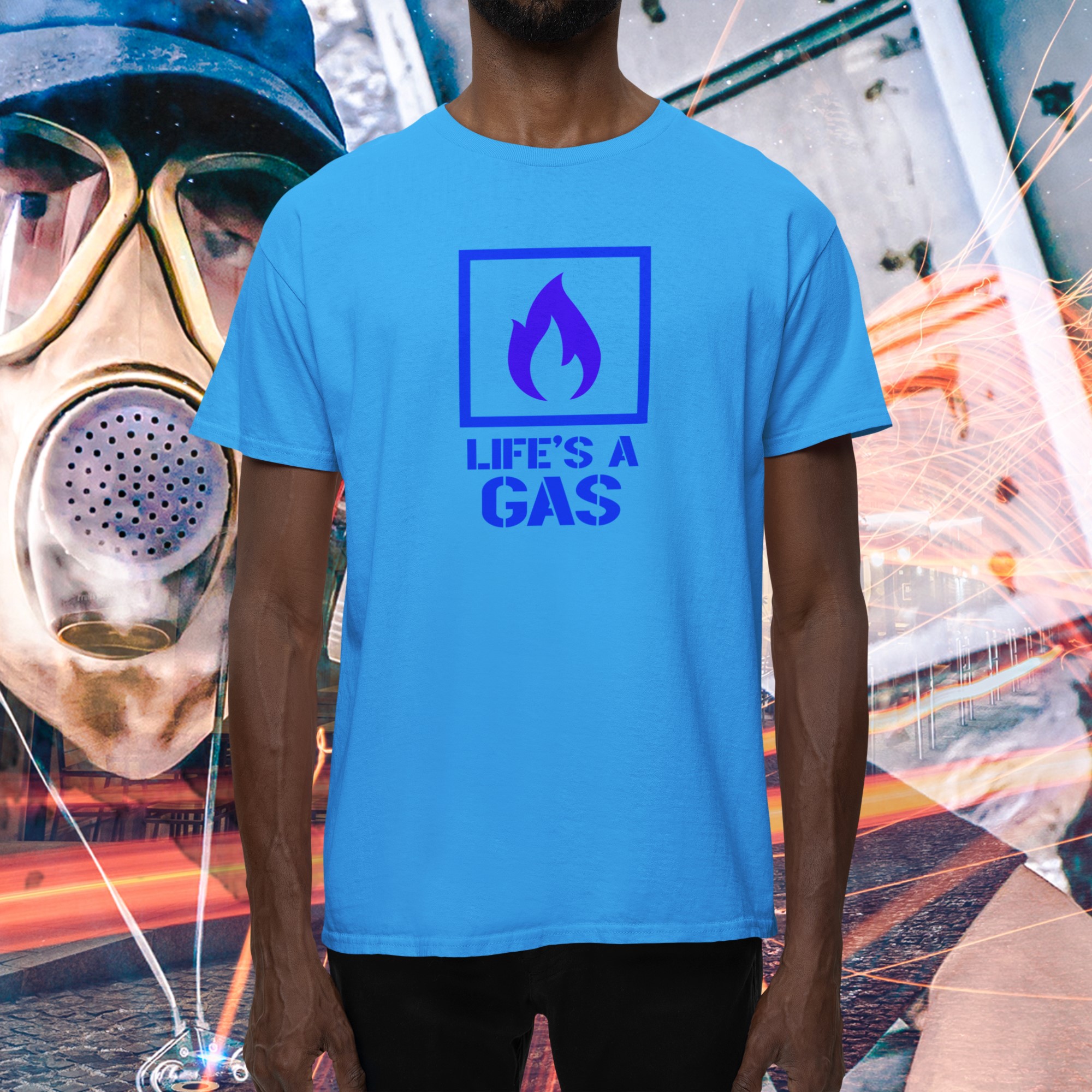 Humorous T-Shirts | Light-Hearted Designs for Modern Life. 'Lifes a gas' T-shirt