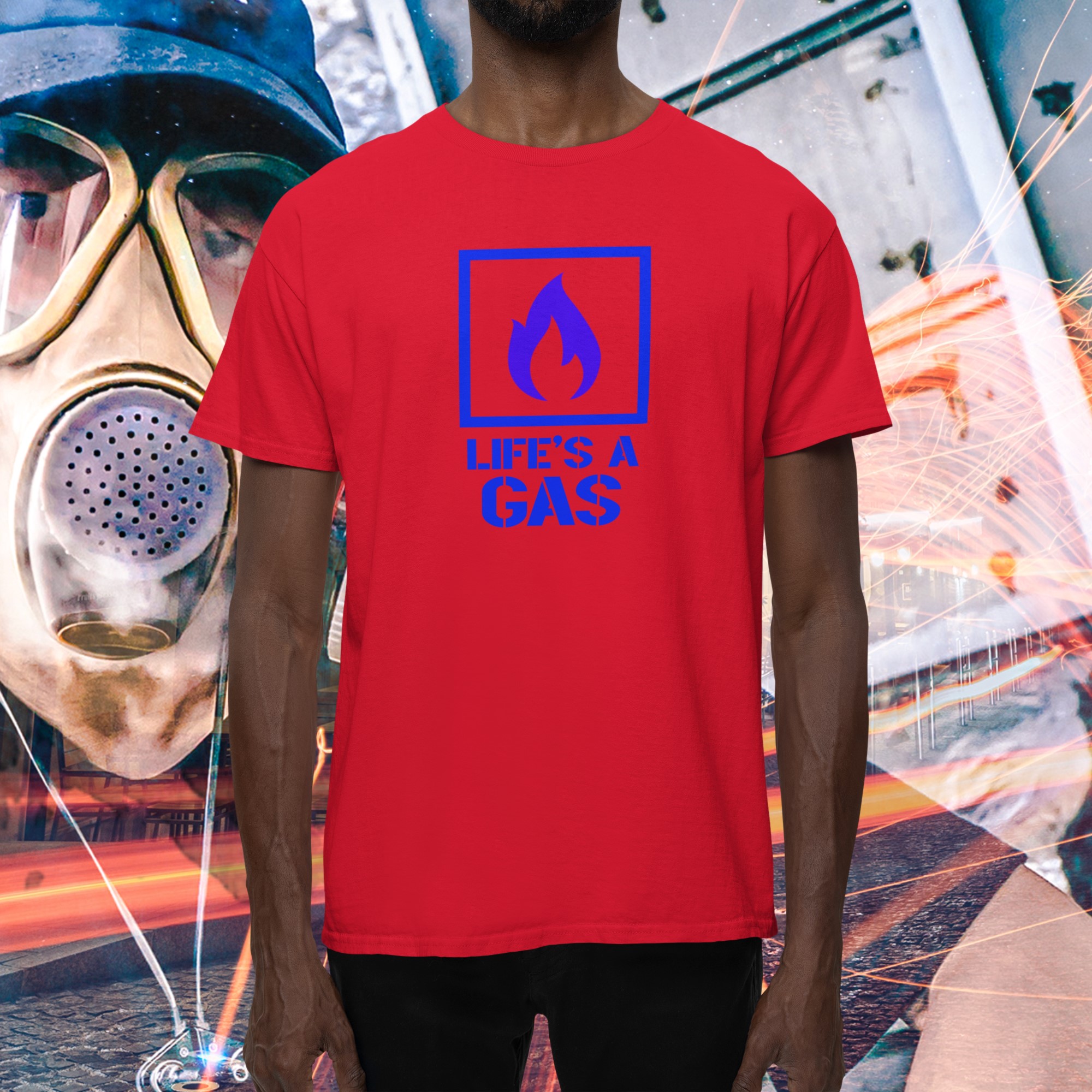 Humorous T-Shirts | Light-Hearted Designs for Modern Life. 'Lifes a gas' T-shirt