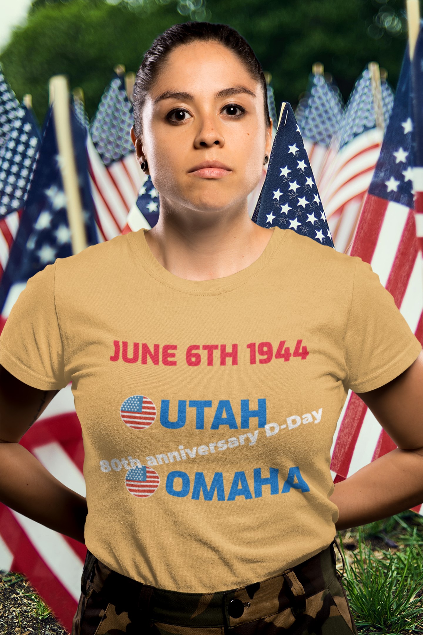 Military Inspired T-Shirts and WW2 Memorial Apparel | Unique Designs. 'D-Day American Beaches' T-shirt