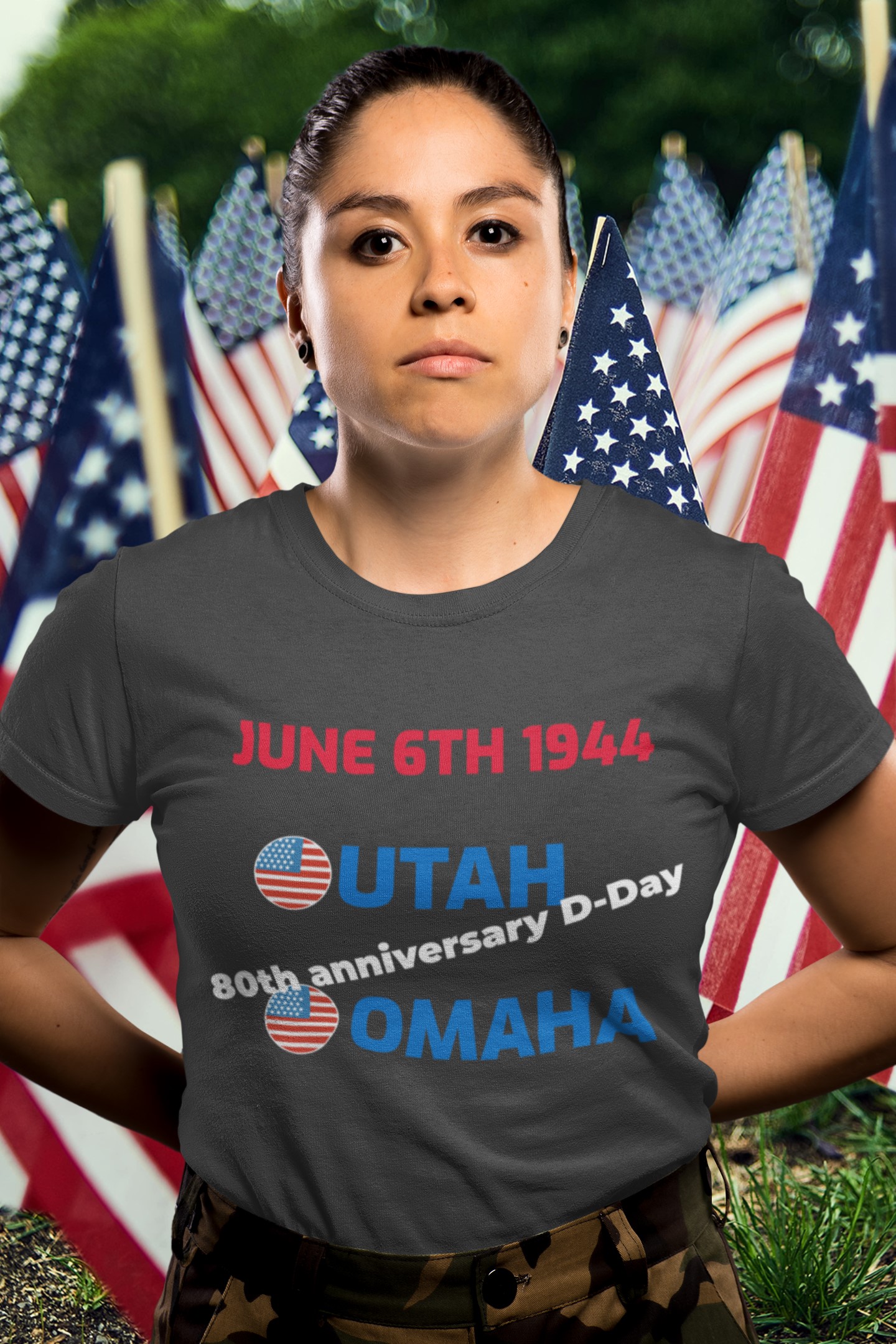 Military Inspired T-Shirts and WW2 Memorial Apparel | Unique Designs. 'D-Day American Beaches' T-shirt