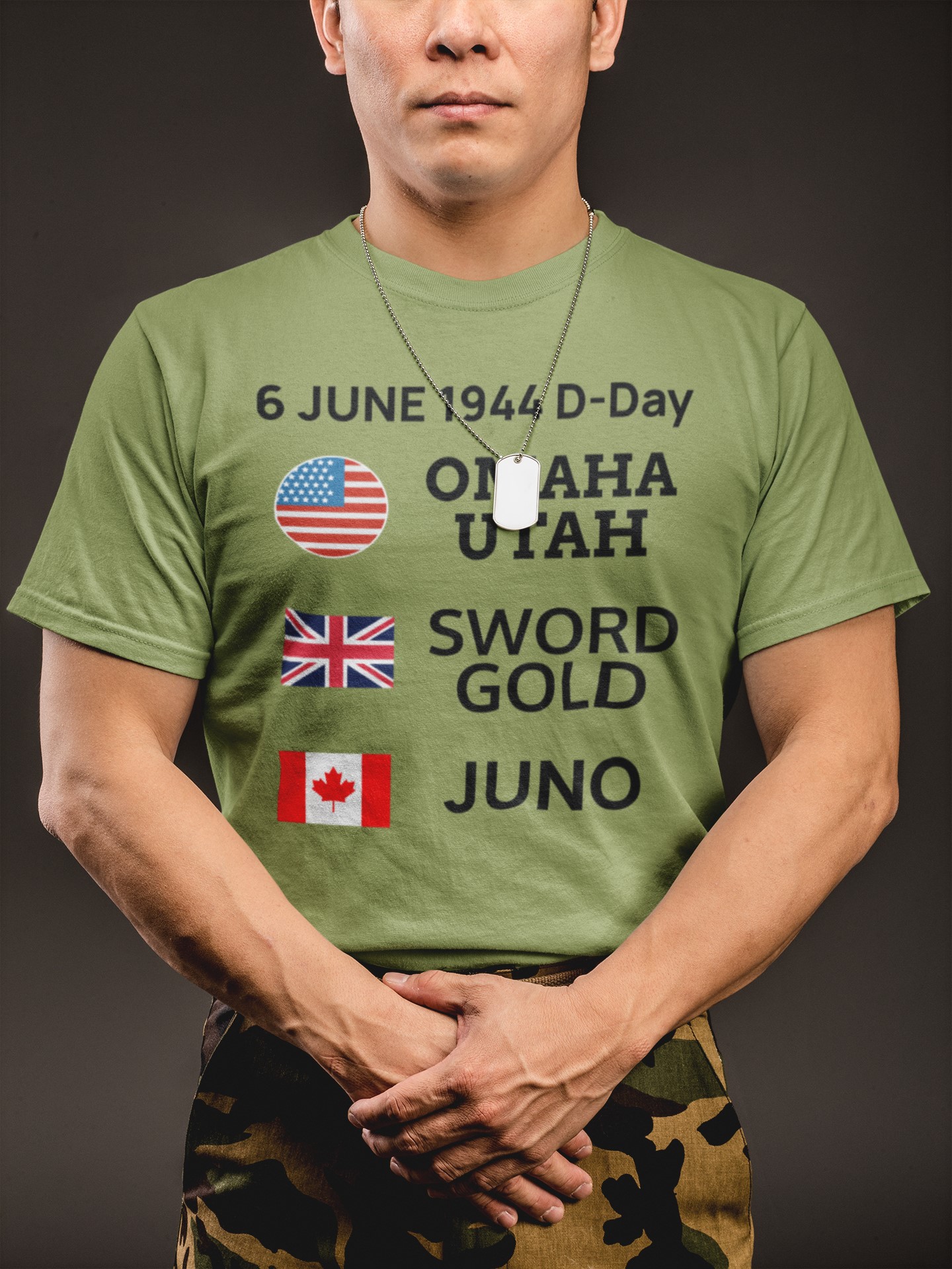 Military Inspired T-Shirts and WW2 Memorial Apparel | Unique Designs. 'D-Day Allied Beaches' T-shirt. Military Inspired T-Shirts | D-Day & WW2 Designs
