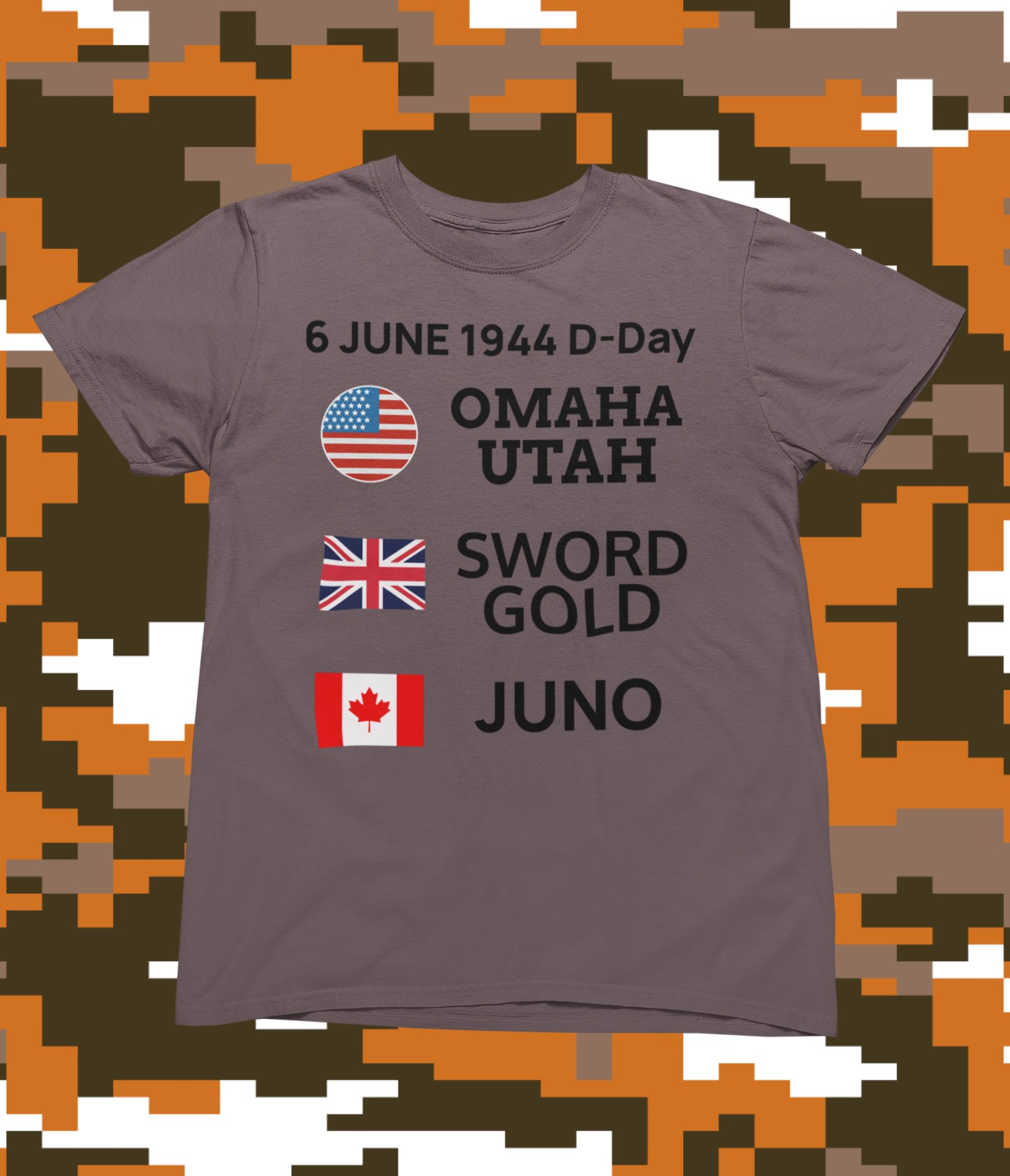 Military Inspired T-Shirts and WW2 Memorial Apparel | Unique Designs. 'D-Day Allied Beaches' T-shirt. Military Inspired T-Shirts | D-Day & WW2 Designs