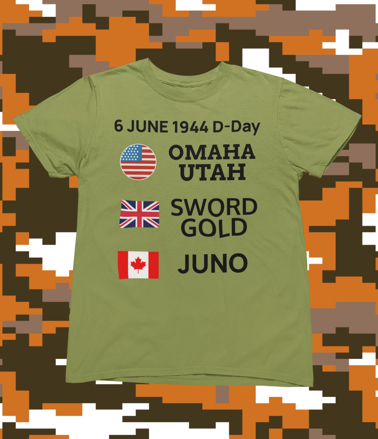 Military Inspired T-Shirts and WW2 Memorial Apparel | Unique Designs. 'D-Day Allied Beaches' T-shirt. Military Inspired T-Shirts | D-Day & WW2 Designs