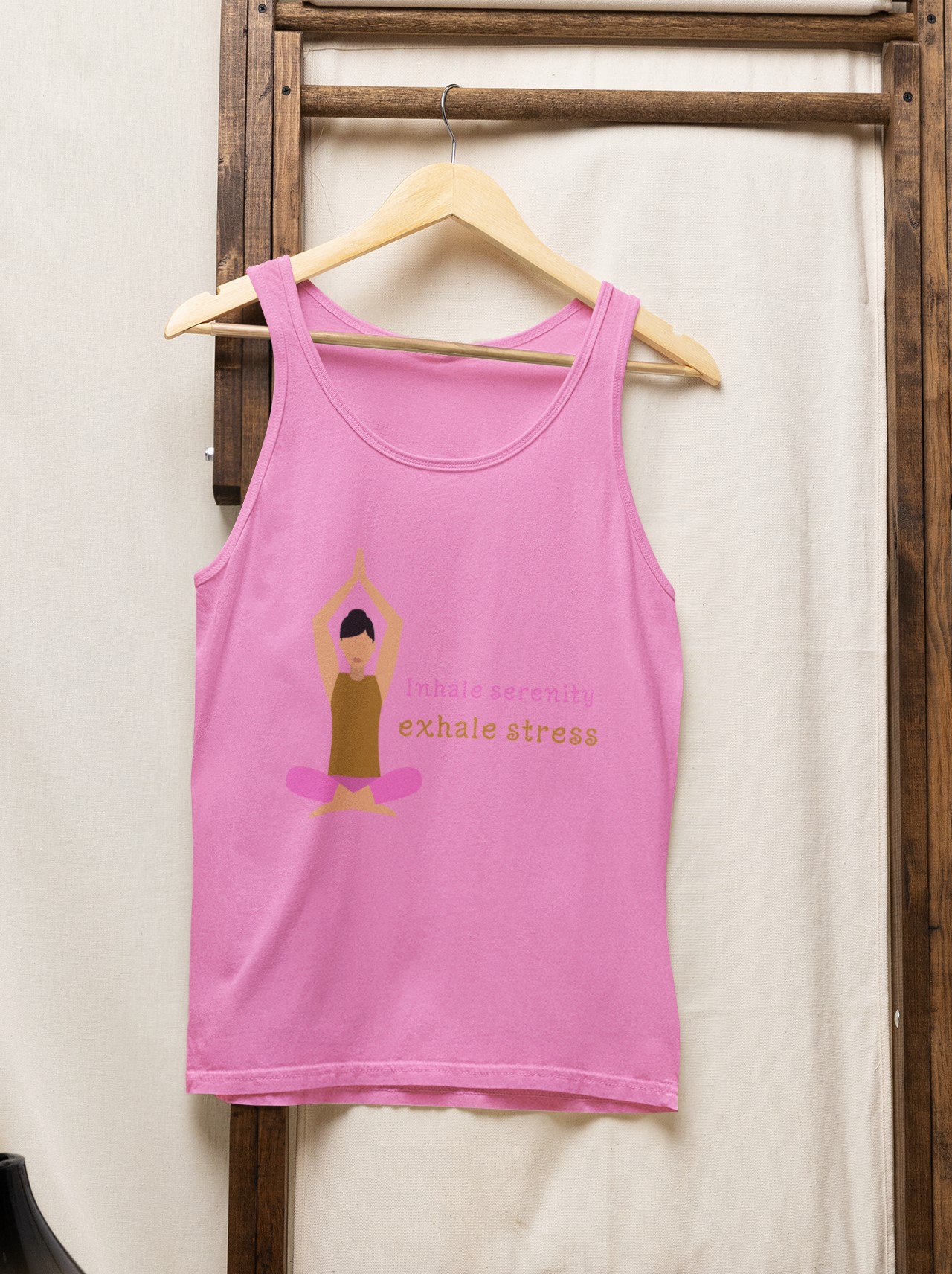 Tank Tops, T-Shirts, and Sweatshirts for Your Yoga Regime. 'Inhale serenity' Vest Top
