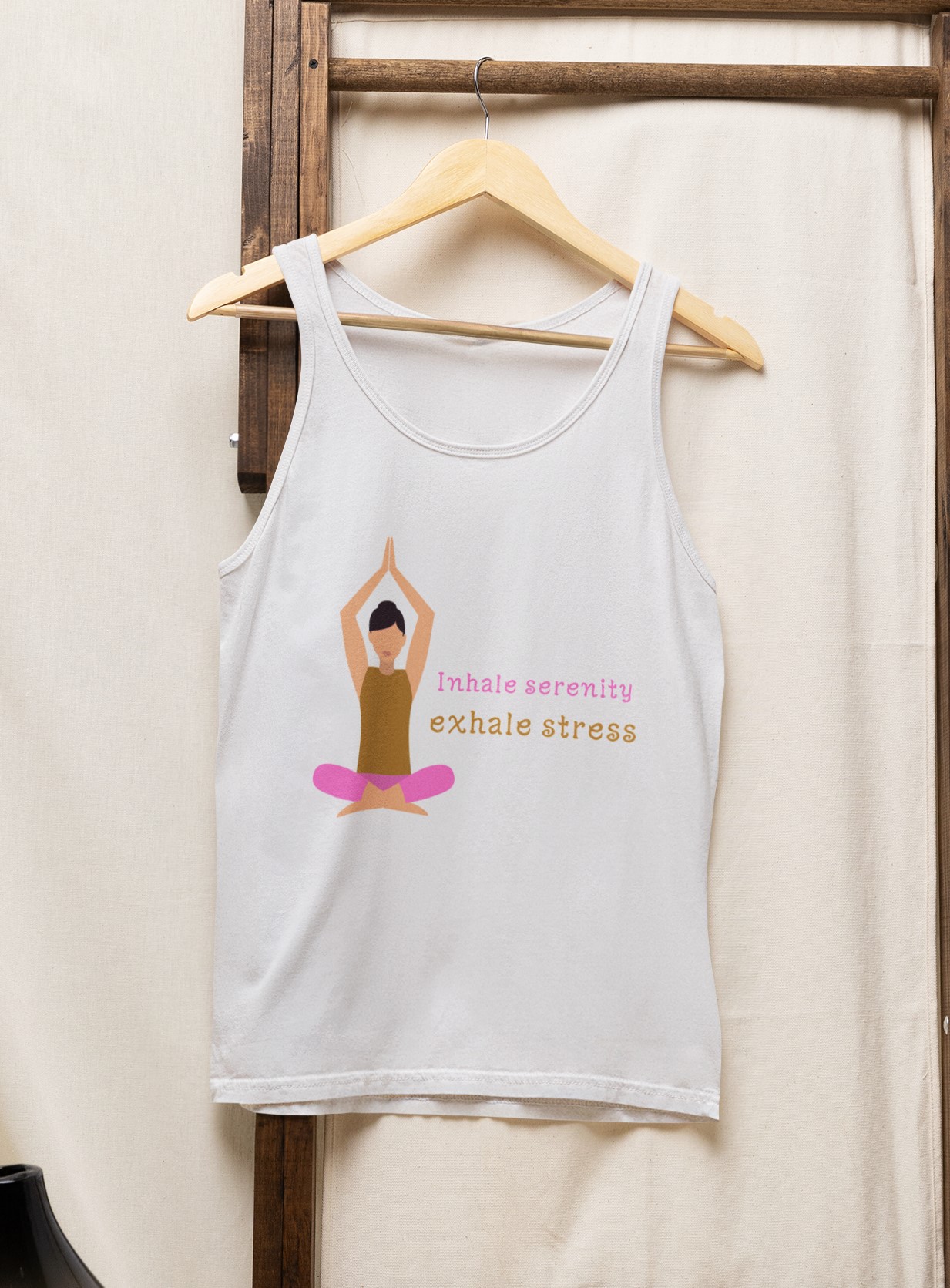 Tank Tops, T-Shirts, and Sweatshirts for Your Yoga Regime. 'Inhale serenity' Vest Top