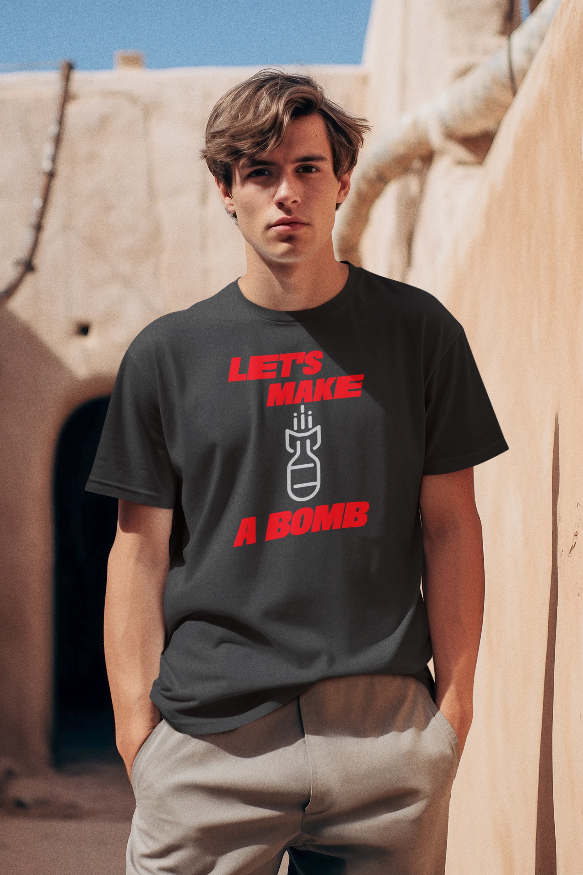 Humorous T-Shirts | Light-Hearted Designs for Modern Life. 'Lets make a bomb' T-shirt