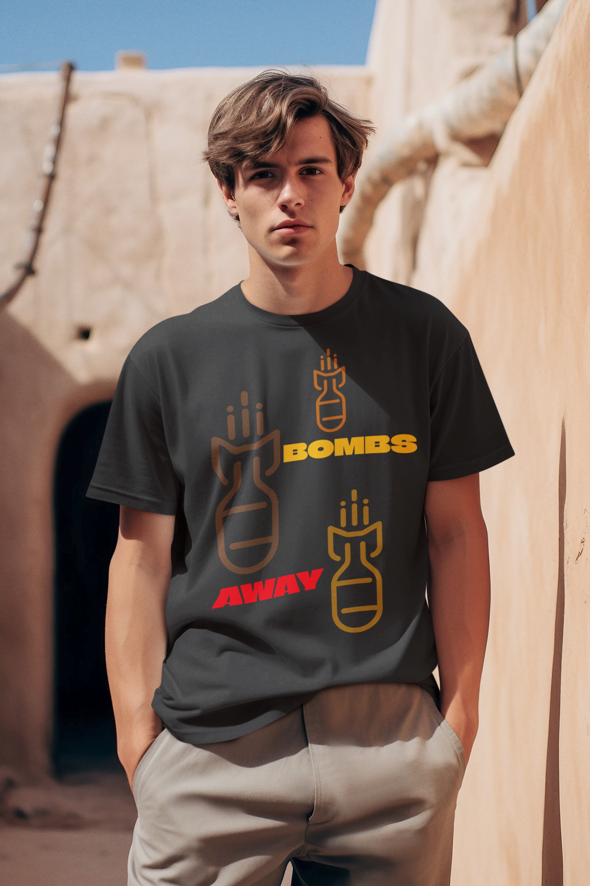 Humorous T-Shirts | Light-Hearted Designs for Modern Life. 'Bombs Away' T-shirt