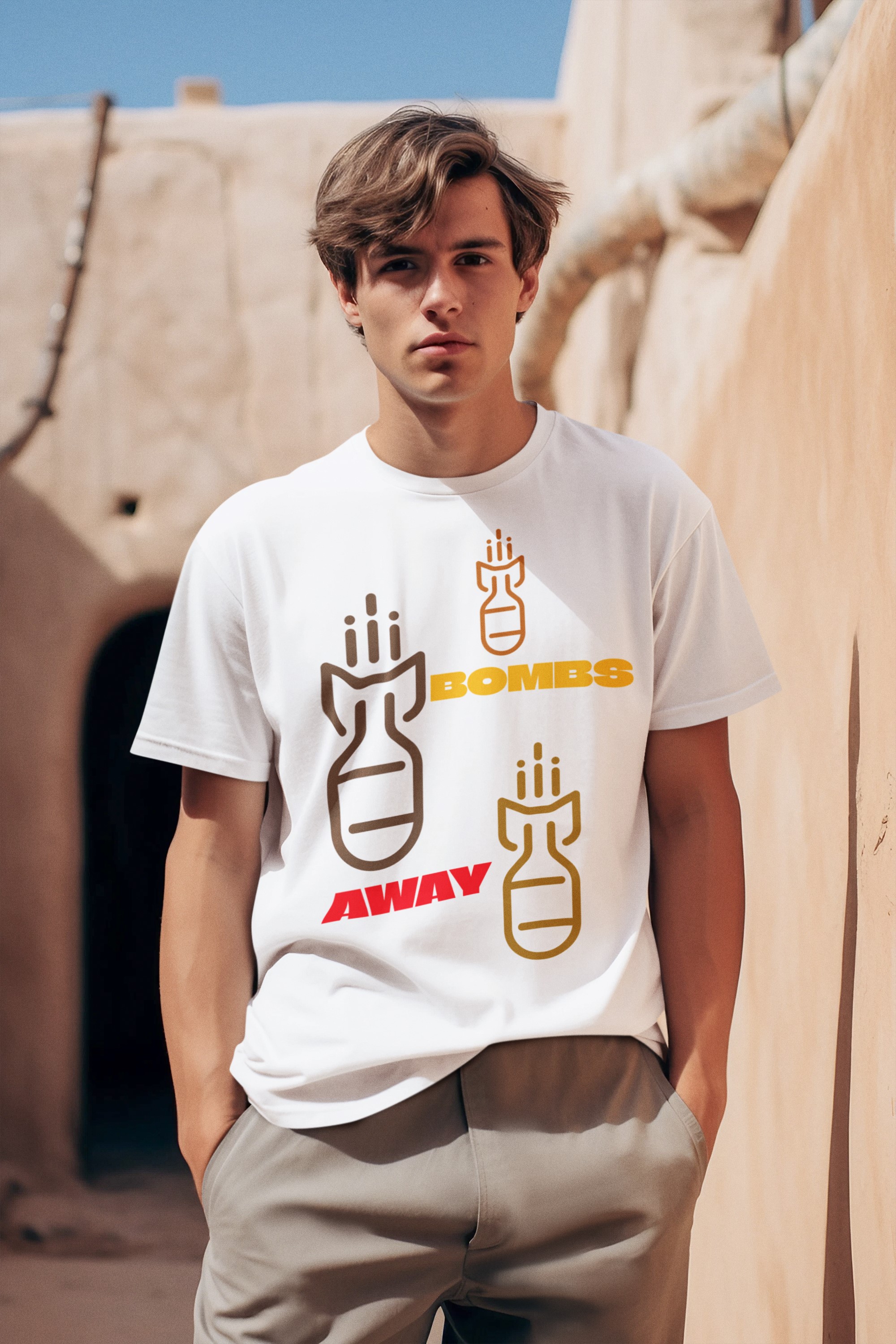 Humorous T-Shirts | Light-Hearted Designs for Modern Life. 'Bombs Away' T-shirt