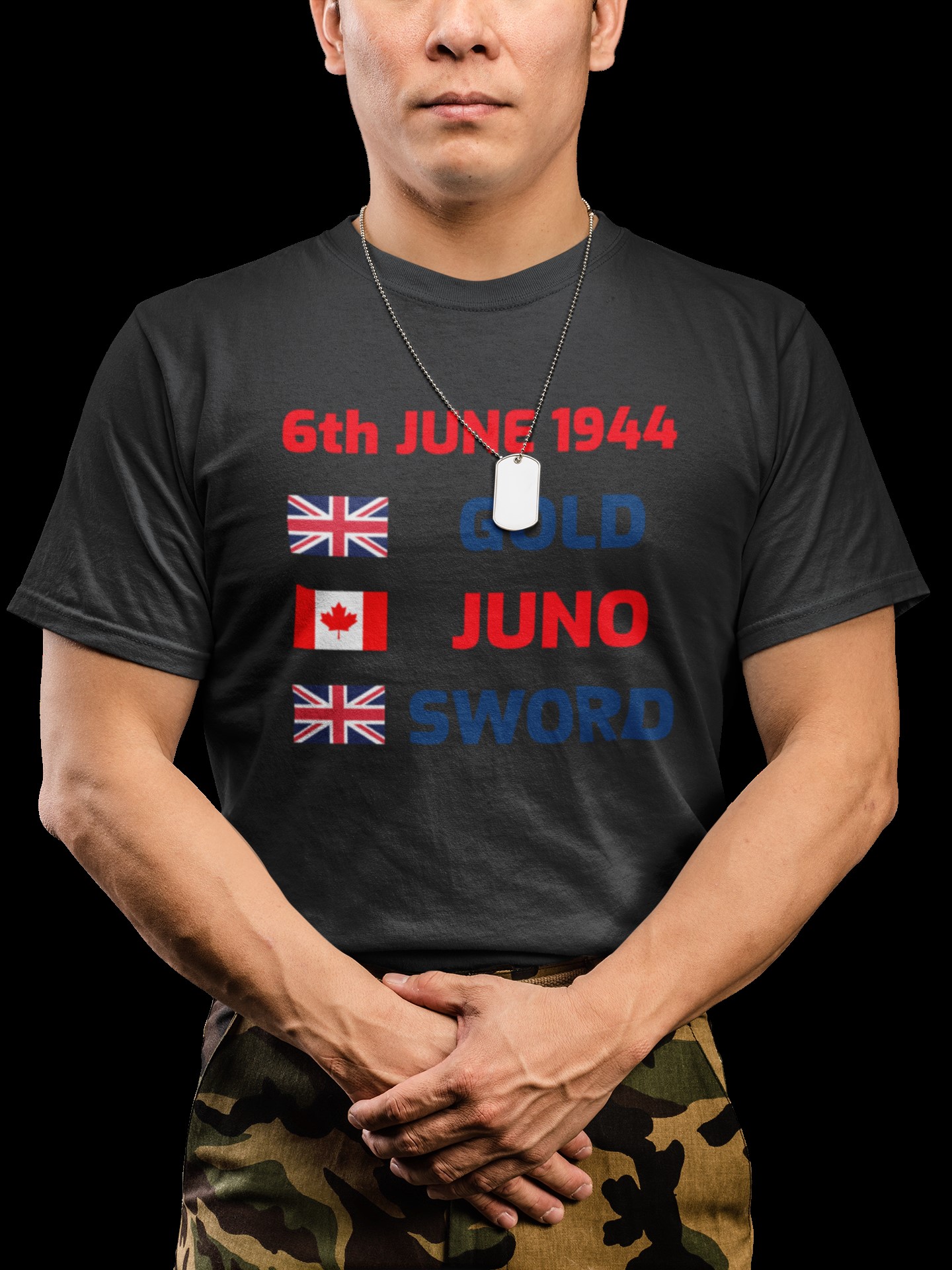 Military Inspired T-Shirts and WW2 Memorial Apparel | Unique Designs. 'D-Day British Canadian beaches' T-shirt