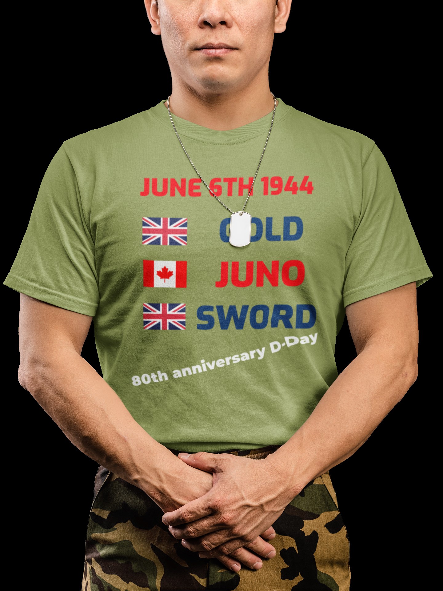 D-Day British & Canadian Beaches 80th anniversary T-shirt. Military Inspired T-Shirts | D-Day & WW2 Designs