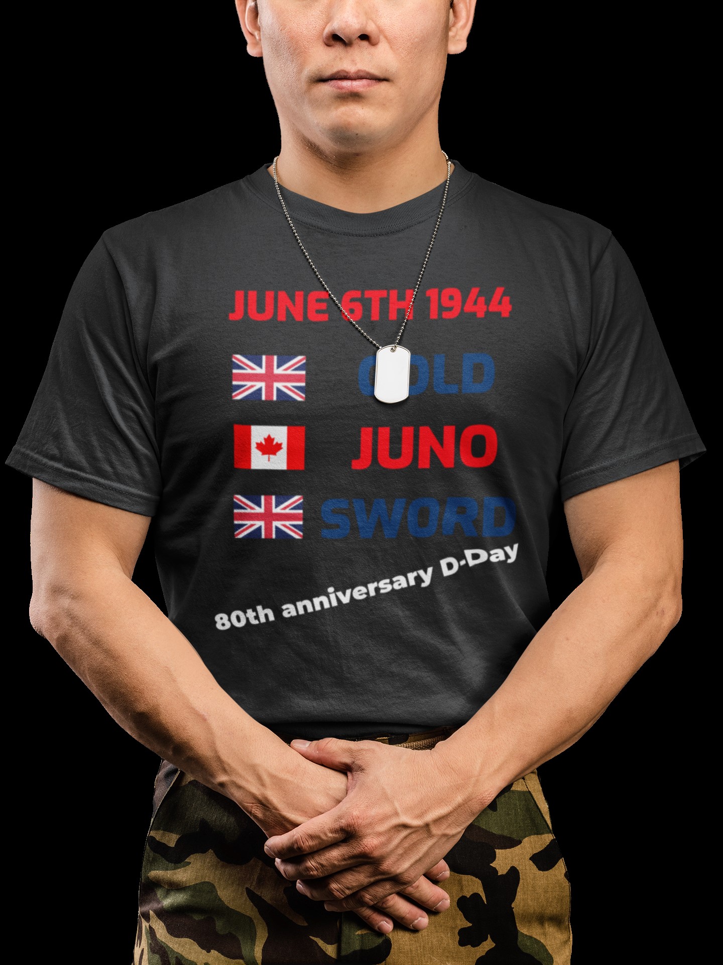 D-Day British & Canadian Beaches 80th anniversary T-shirt. Military Inspired T-Shirts | D-Day & WW2 Designs