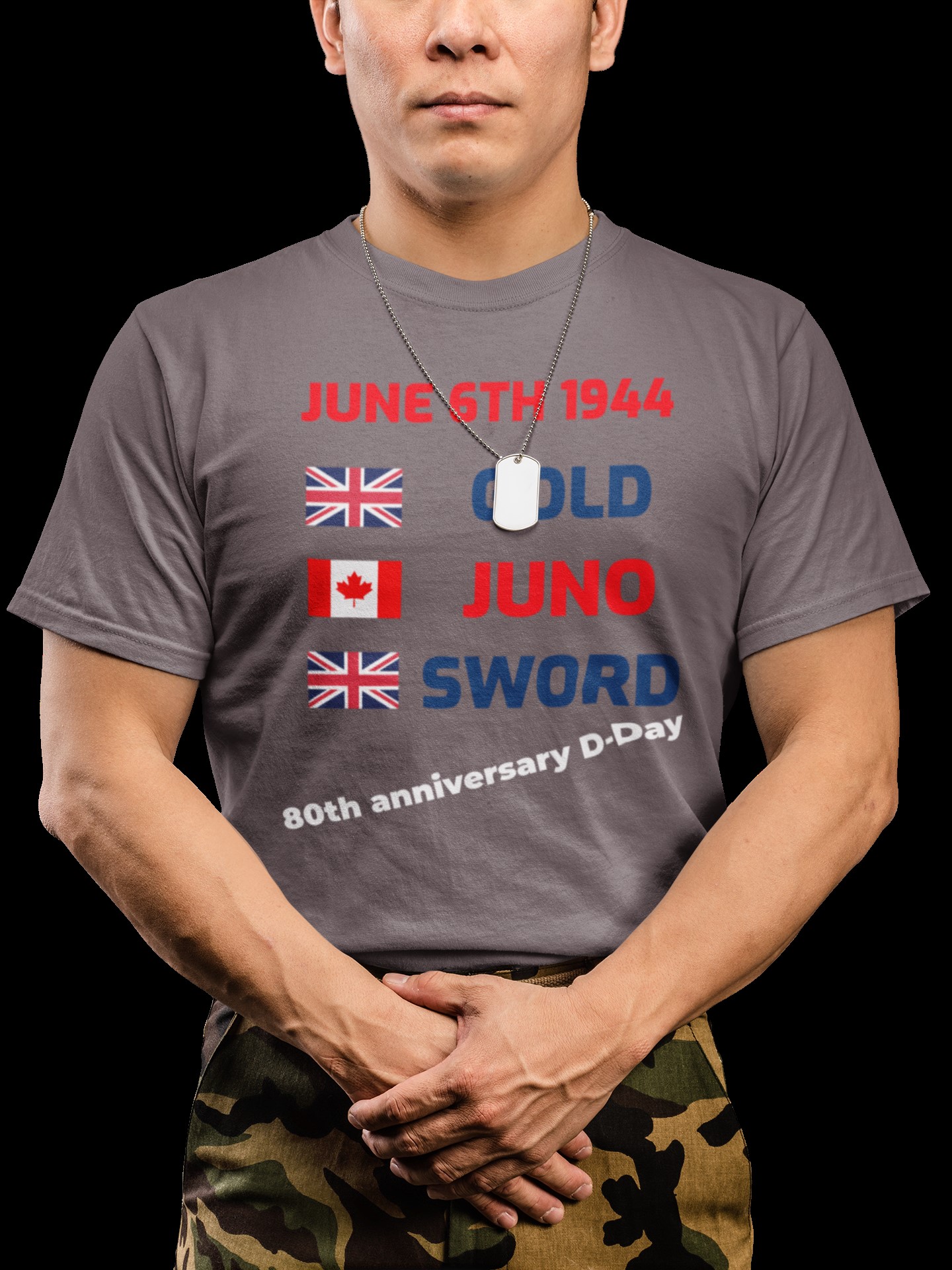 D-Day British & Canadian Beaches 80th anniversary T-shirt. Military Inspired T-Shirts | D-Day & WW2 Designs