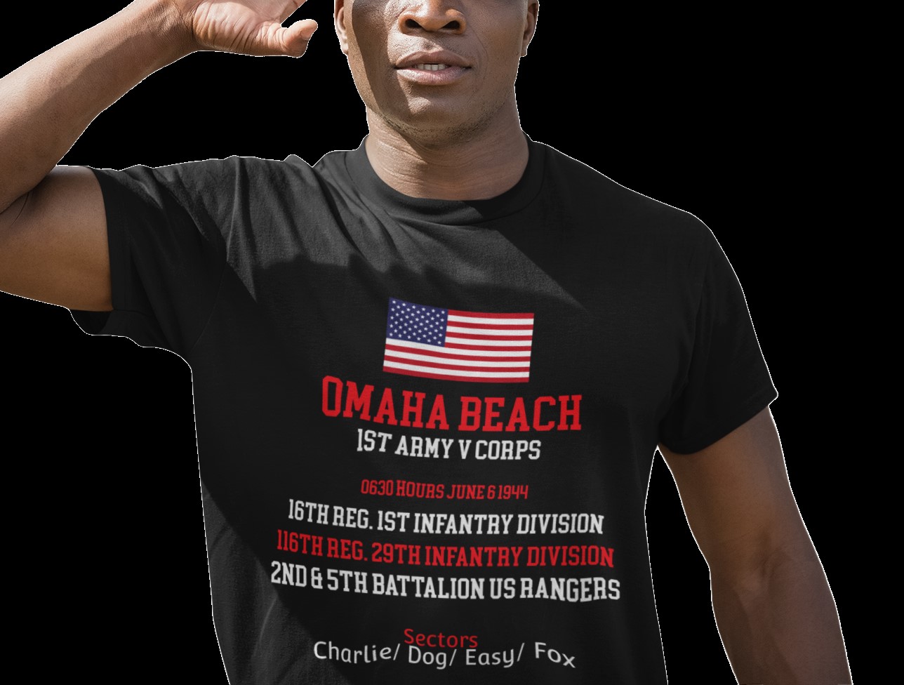 Omaha Beach D-Day commemoration T-shirt. Military Inspired T-Shirts | D-Day & WW2 Designs