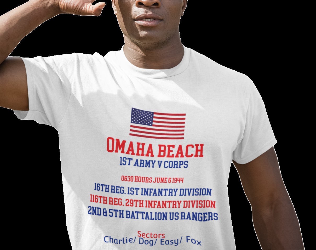 Omaha Beach D-Day commemoration T-shirt. Military Inspired T-Shirts | D-Day & WW2 Designs