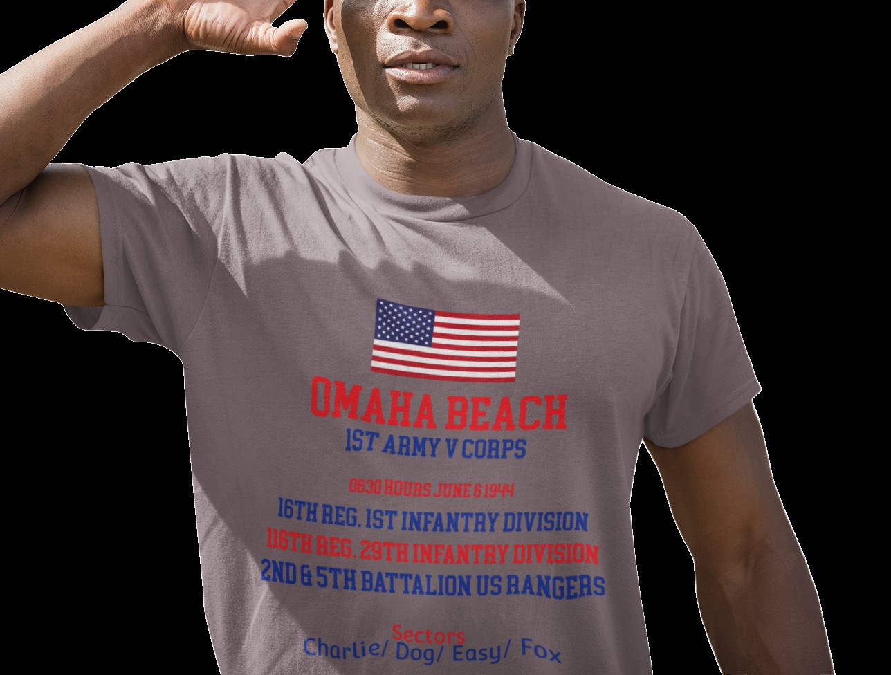 Omaha Beach D-Day commemoration T-shirt. Military Inspired T-Shirts | D-Day & WW2 Designs