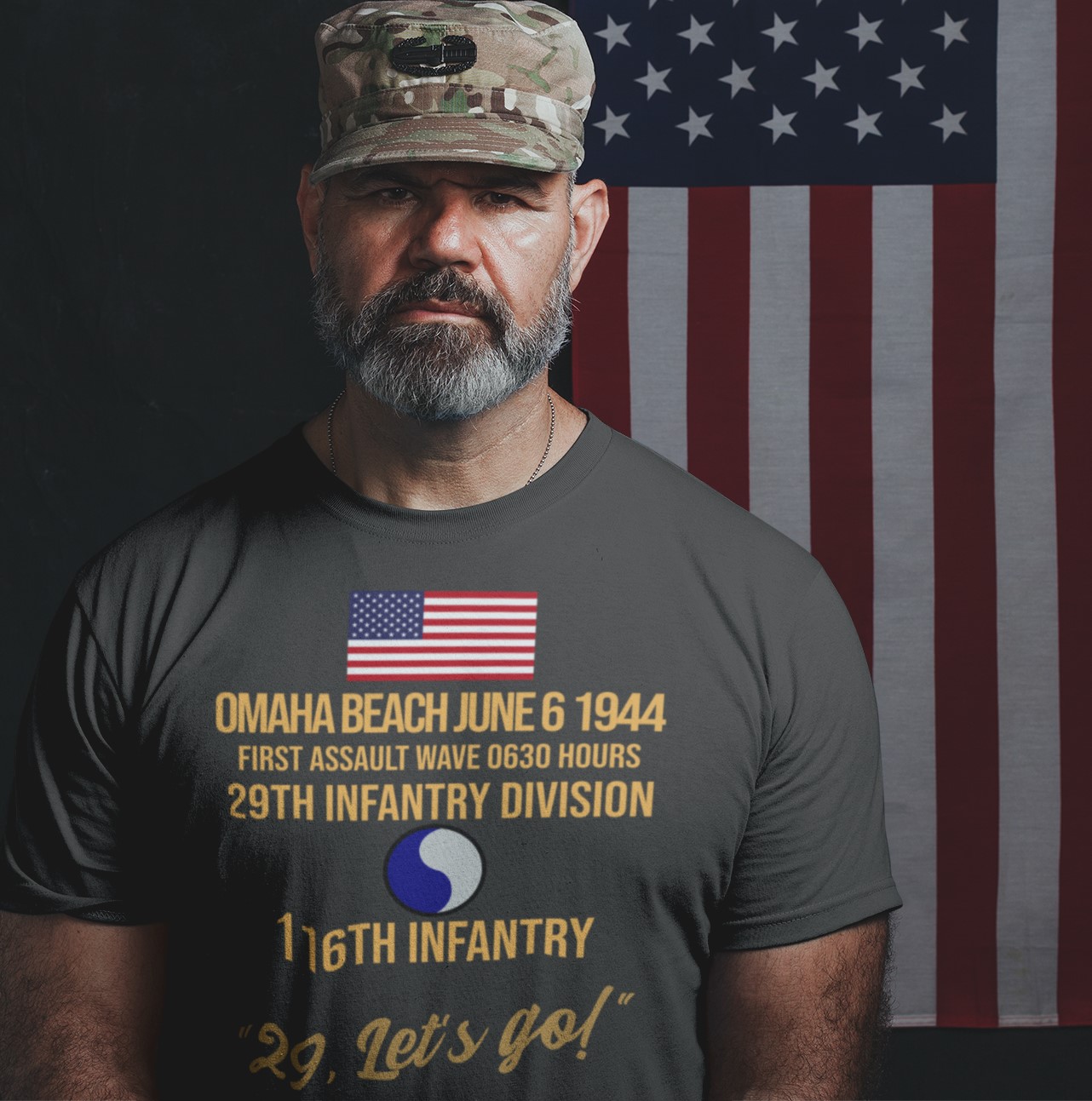 Omaha Beach "29, lets go!" T-shirt. Military Inspired T-Shirts | D-Day & WW2 Designs