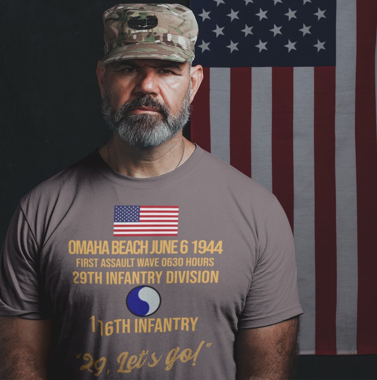 Omaha Beach "29, lets go!" T-shirt. Military Inspired T-Shirts | D-Day & WW2 Designs