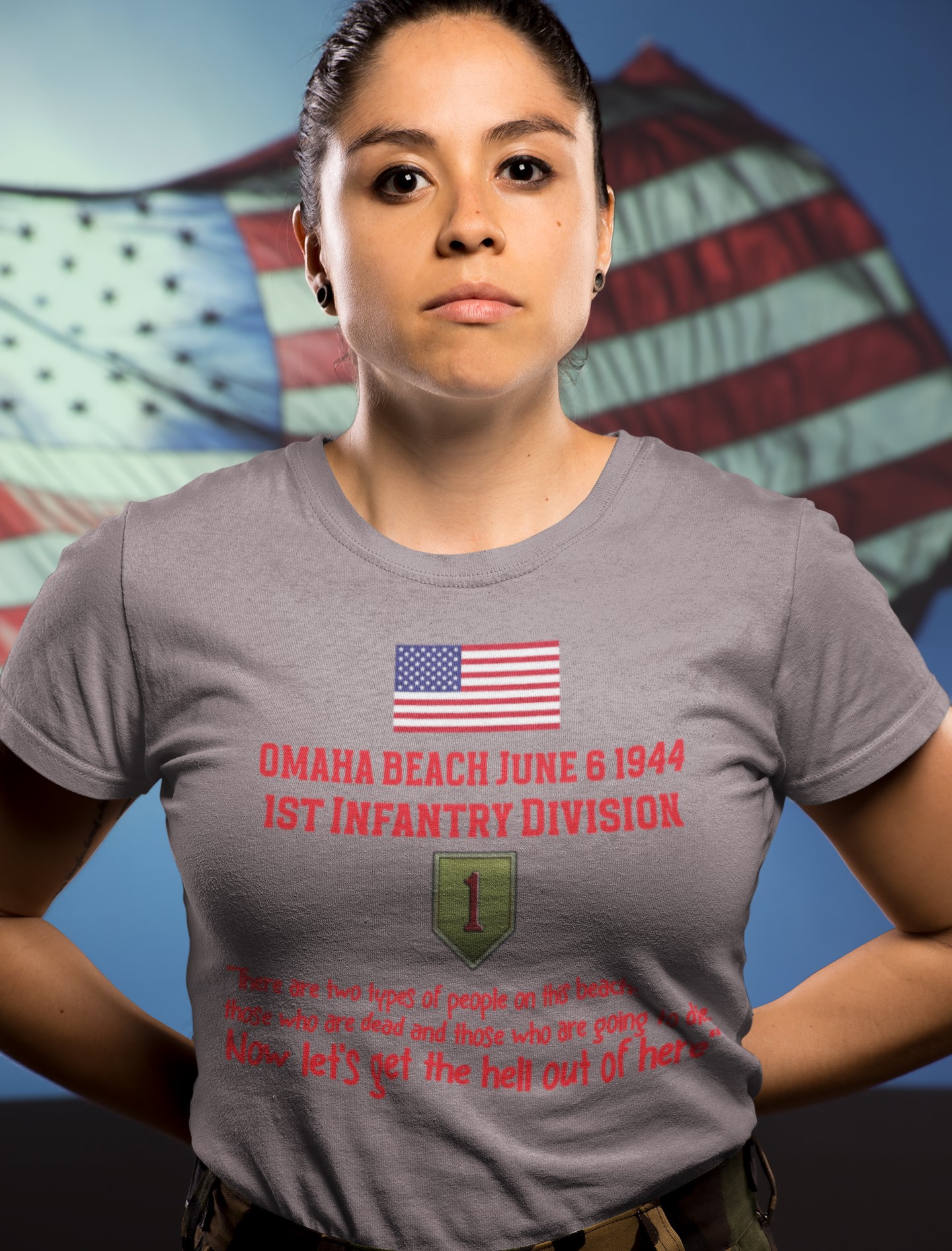 Omaha Beach 1st Division quote T-shirt. Military Inspired T-Shirts | D-Day & WW2 Designs
