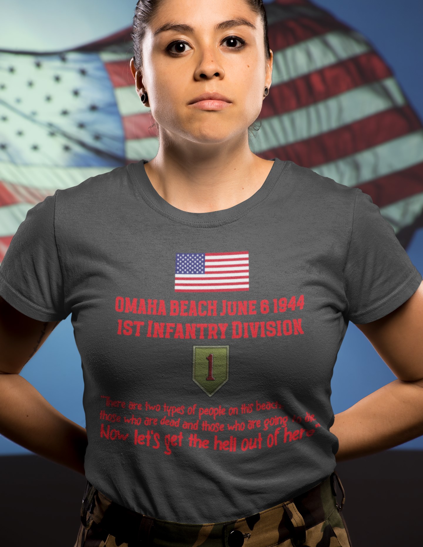 Omaha Beach 1st Division quote T-shirt. Military Inspired T-Shirts | D-Day & WW2 Designs