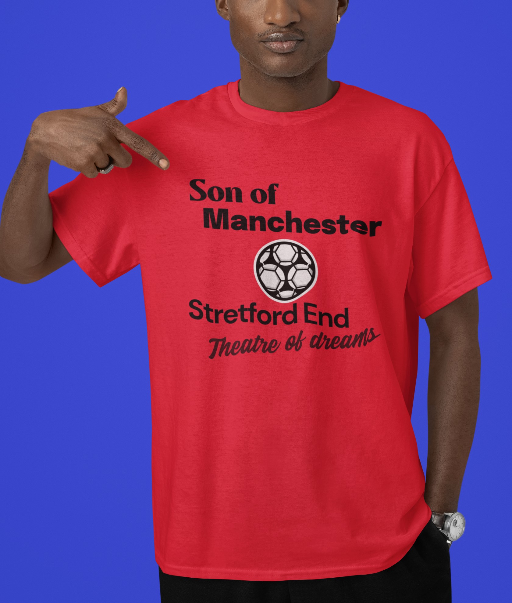 Man Utd. 'Son of Manchester' (United) T-shirt Unique Football T-shirts for Showing Team Support | Soccer Apparel. 