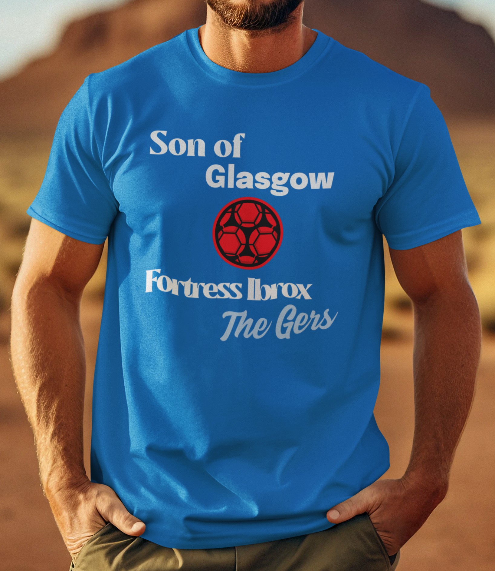 Glasgow Rangers. 'Son of Glasgow' (Rangers) T-shirt Unique Football T-shirts for Showing Team Support | Soccer Apparel. 