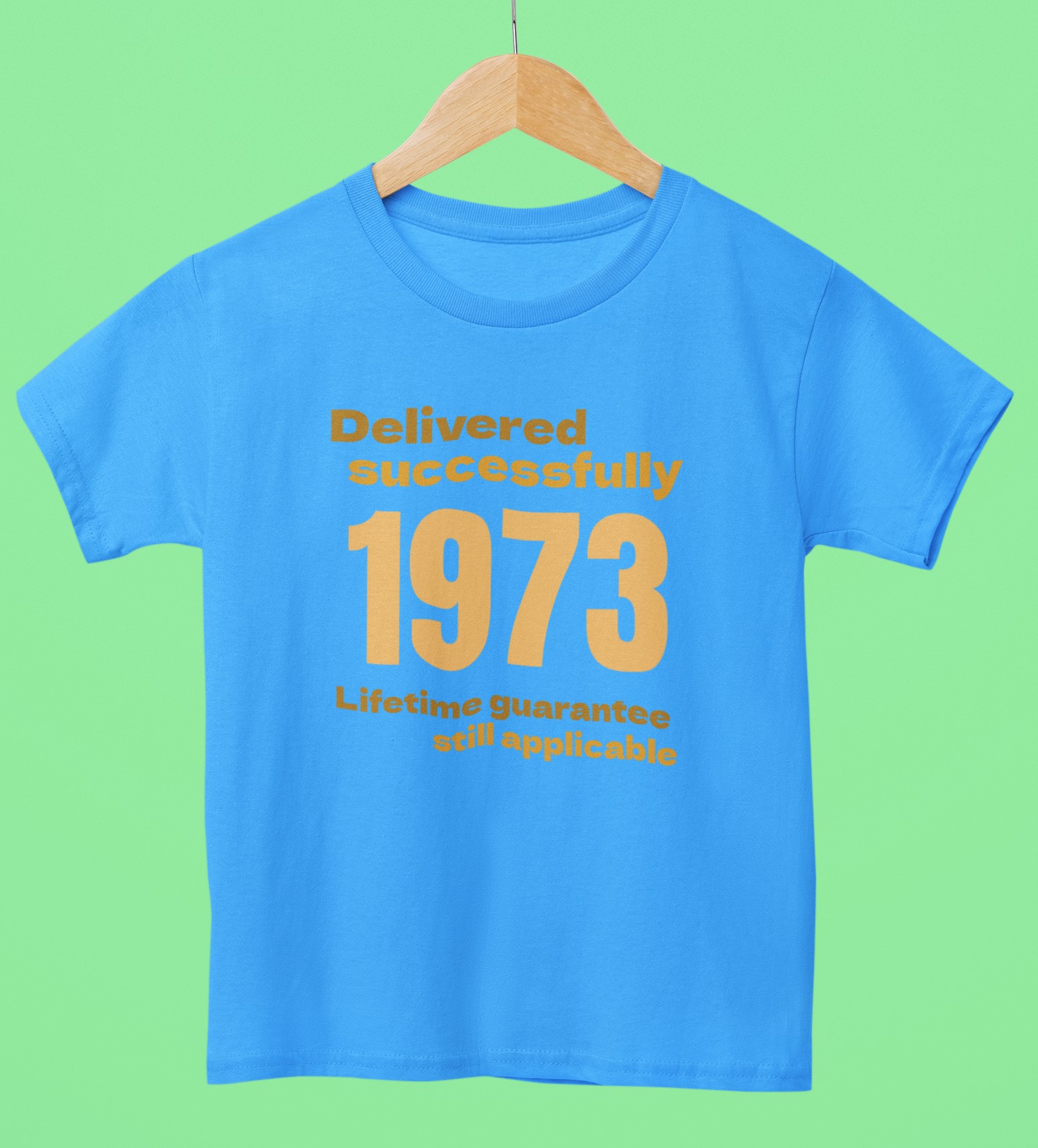 '1973 Delivered successfully, lifetime guarantee still applicable' T-Shirt for He or She.