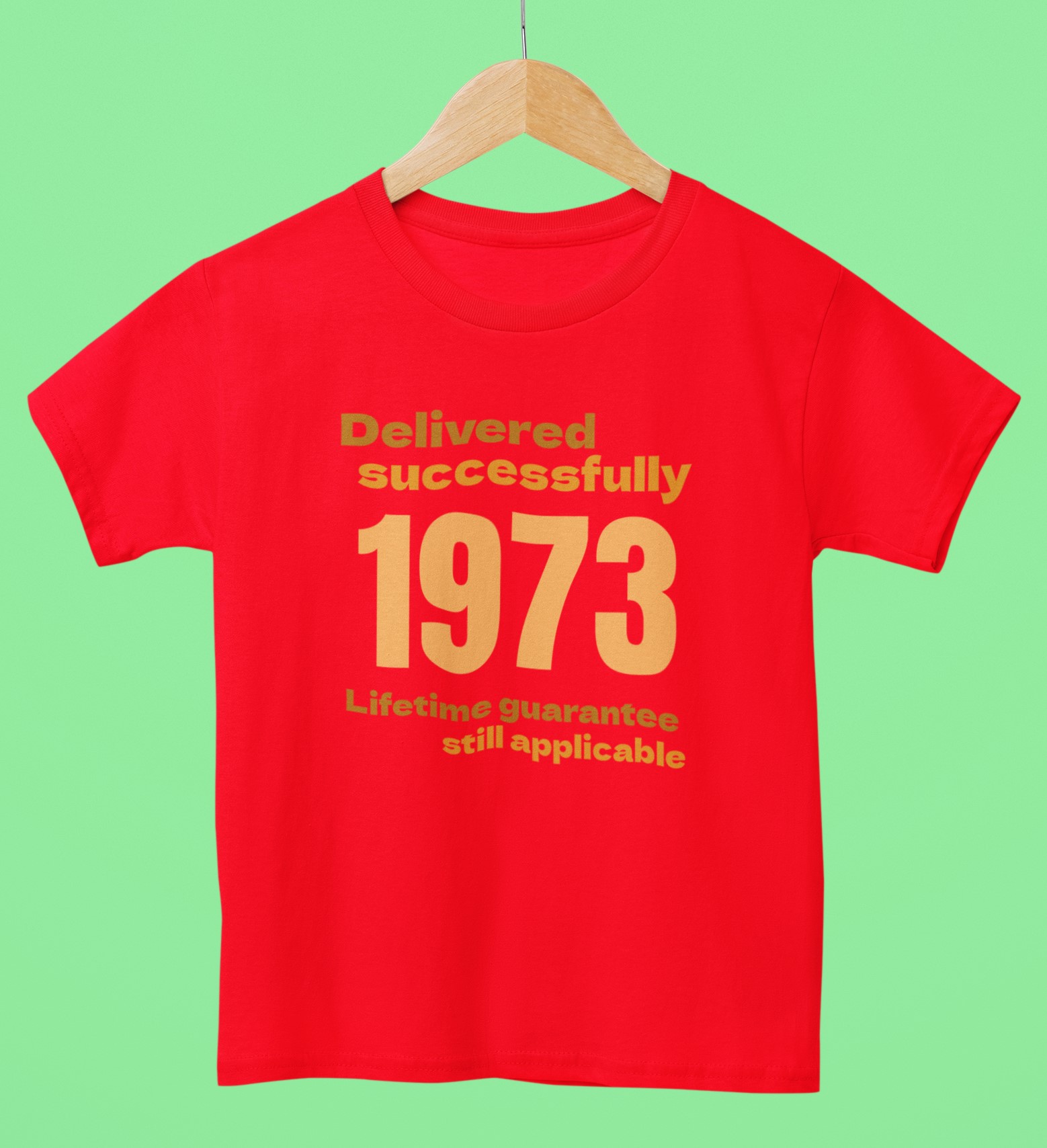 '1973 Delivered successfully, lifetime guarantee still applicable' T-Shirt for He or She.