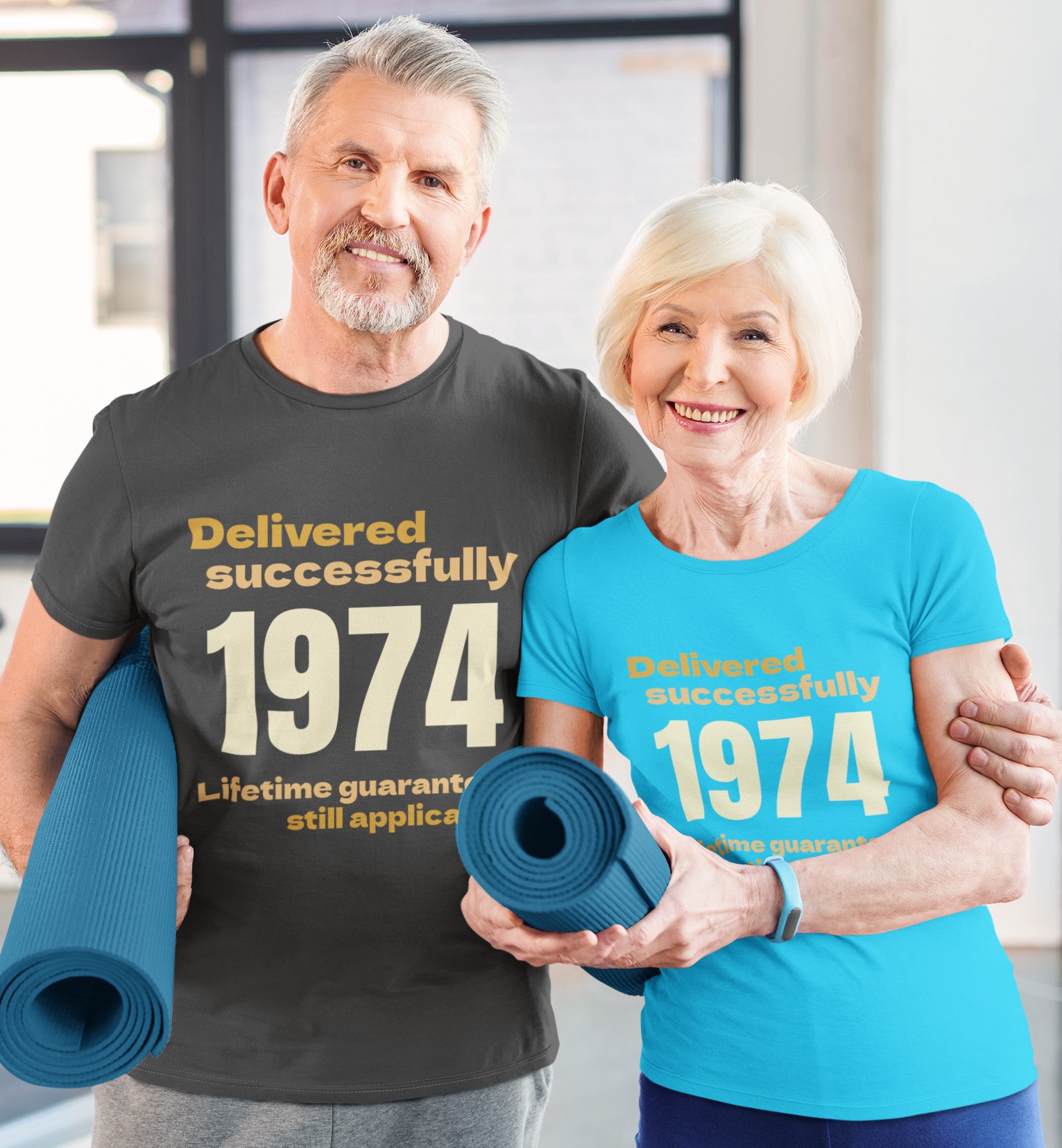 '1974 Delivered successfully, lifetime guarantee still applicable' T-Shirt for He or She.